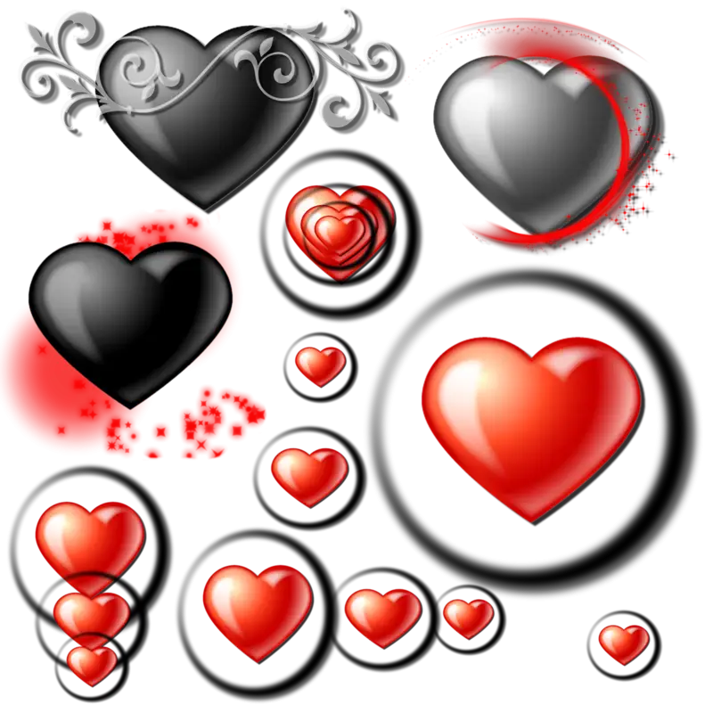 Black and Red Illustrated Hearts