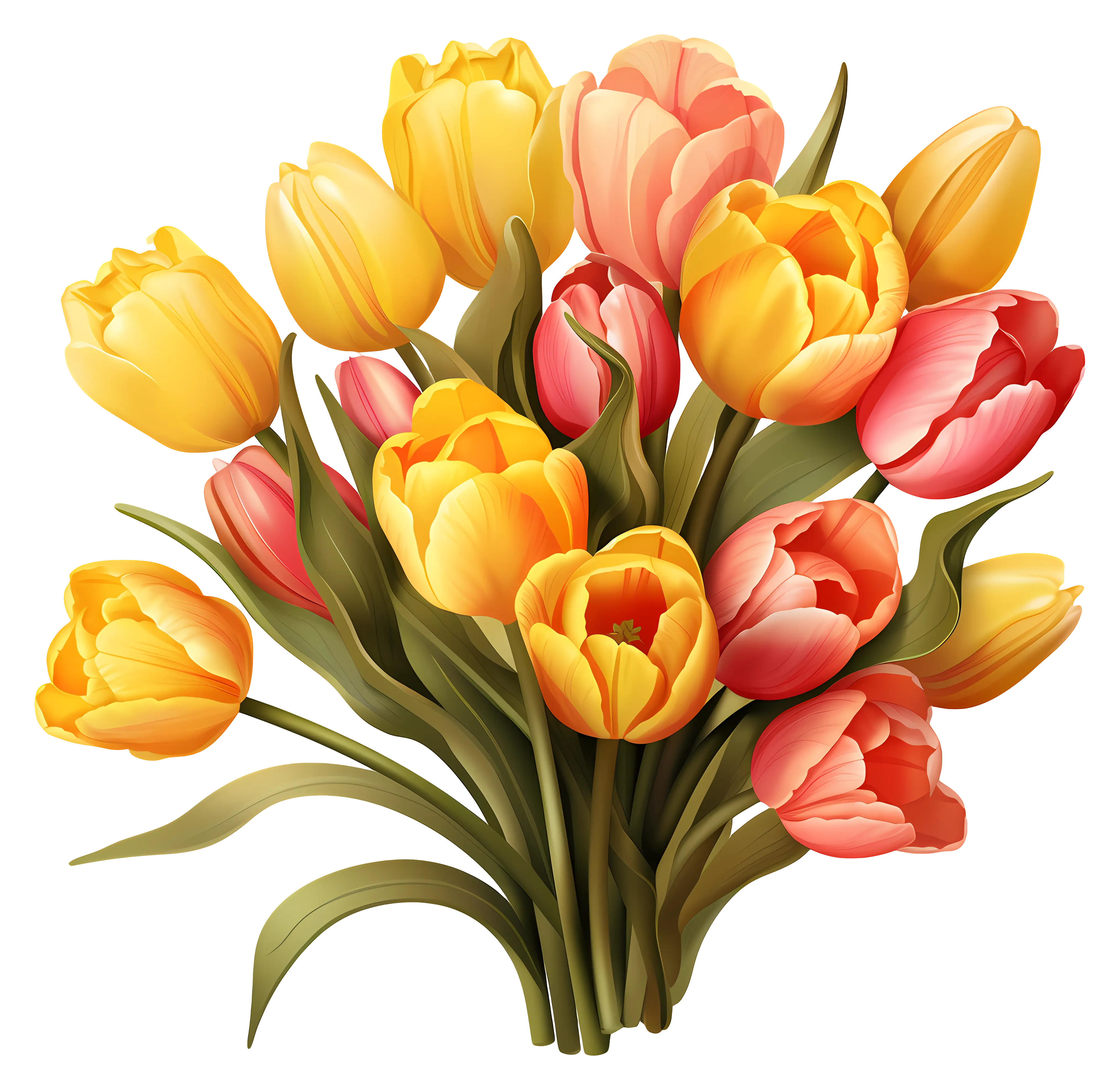 Vibrant Tulip Bouquet Illustration