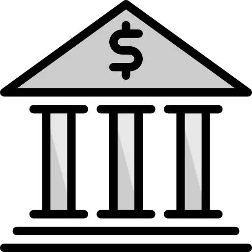 Black and Gray Bank Icon Symbol