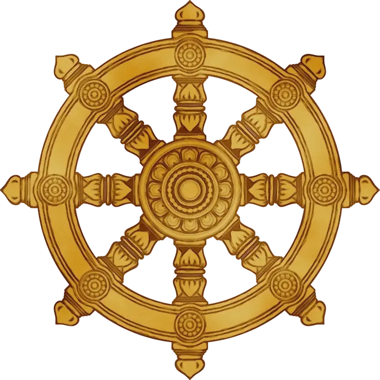 Golden Dharma Wheel Symbol