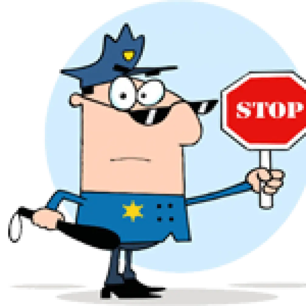 Cartoon Policeman Holding Stop Sign