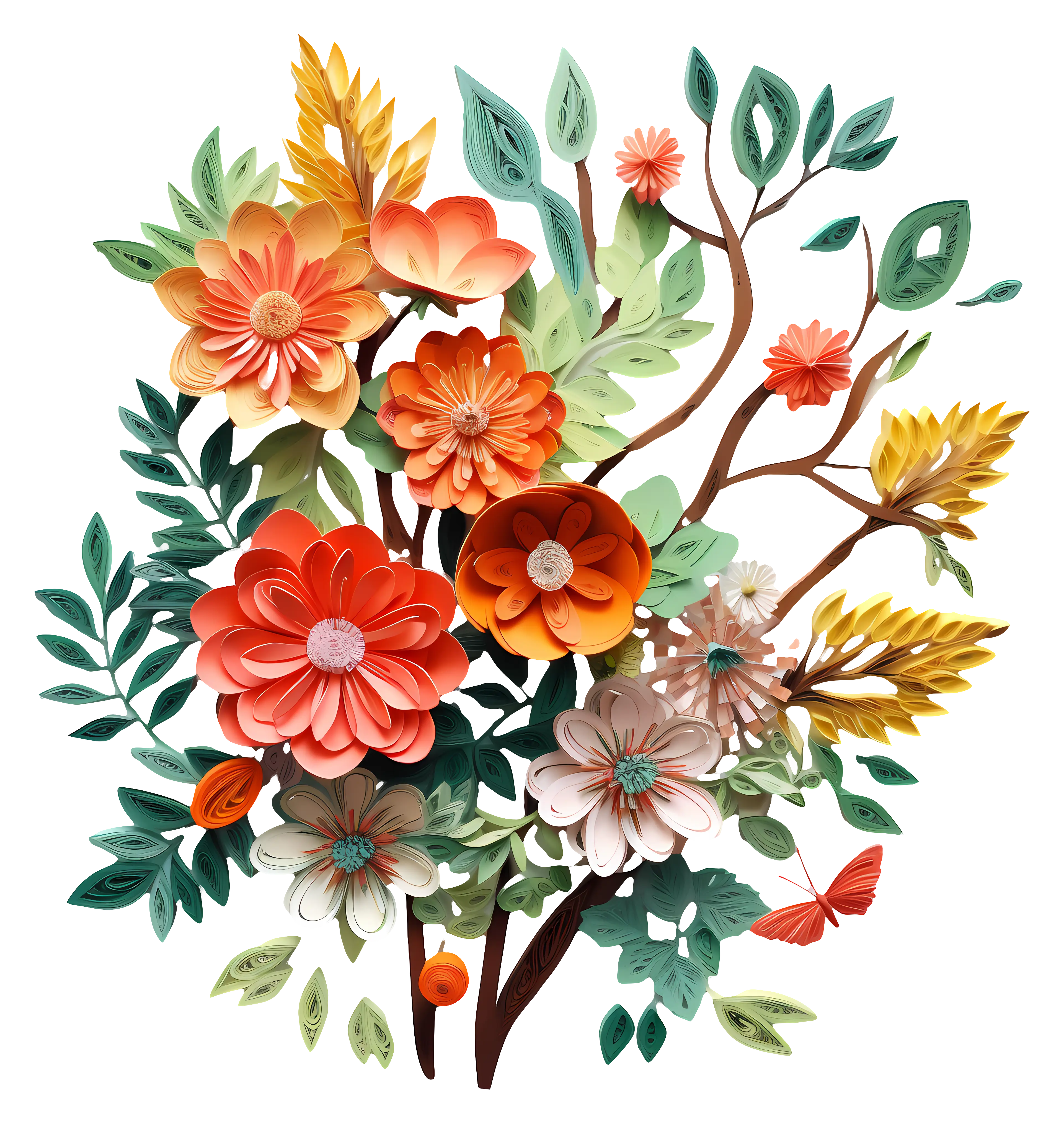 Beautiful Artwork of Colorful Paper Flowers