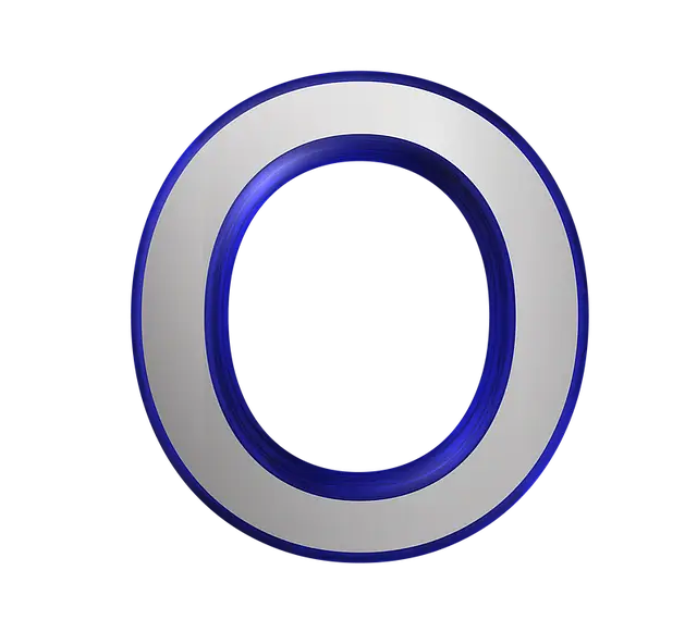 Blue Metallic 3D Letter O Design