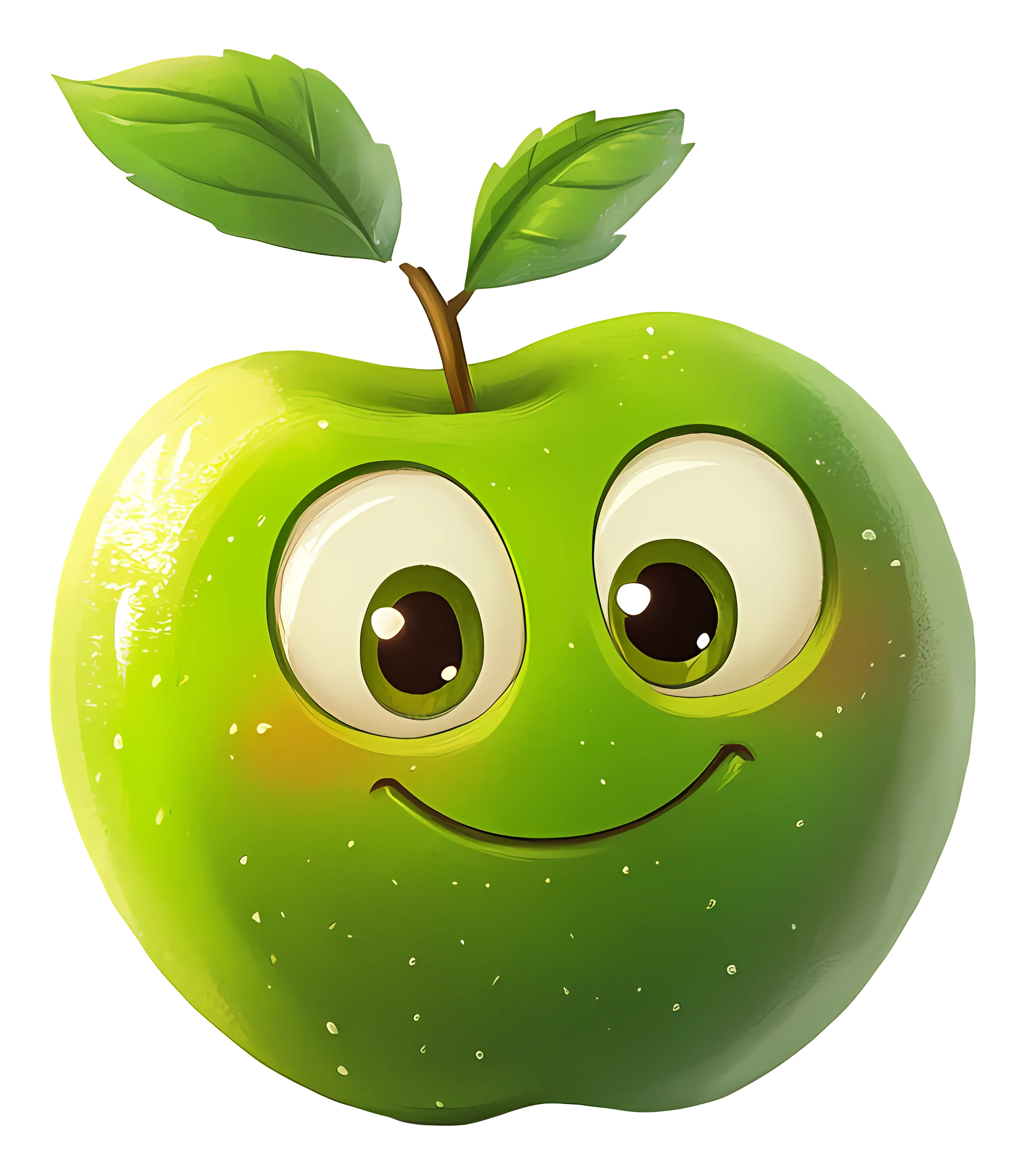 Cute Green Apple with Face