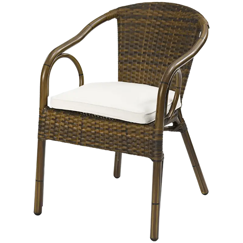 Woven Chair with White Cushion