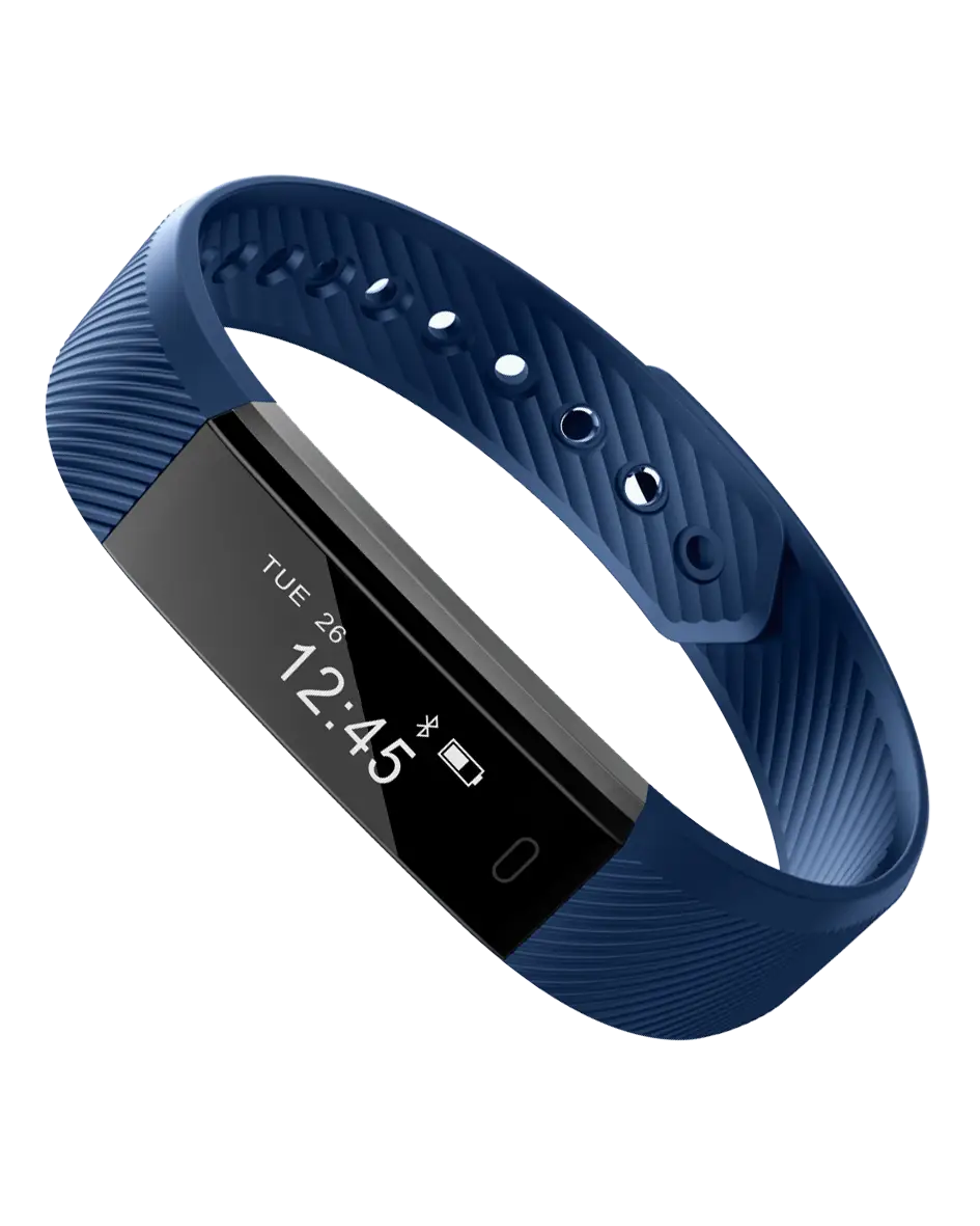 Blue Fitness Tracker with Digital Display