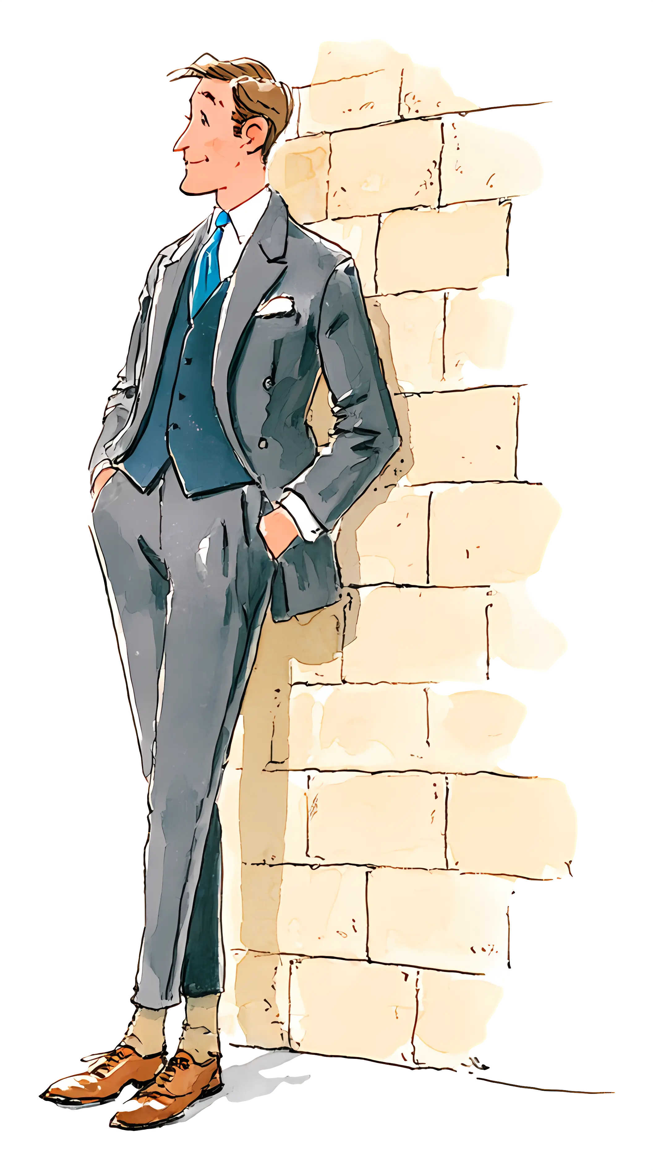 Stylish Man in Suit Illustration