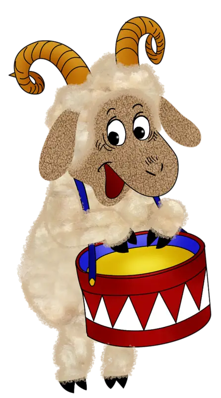 Drumming Goat Cartoon Character