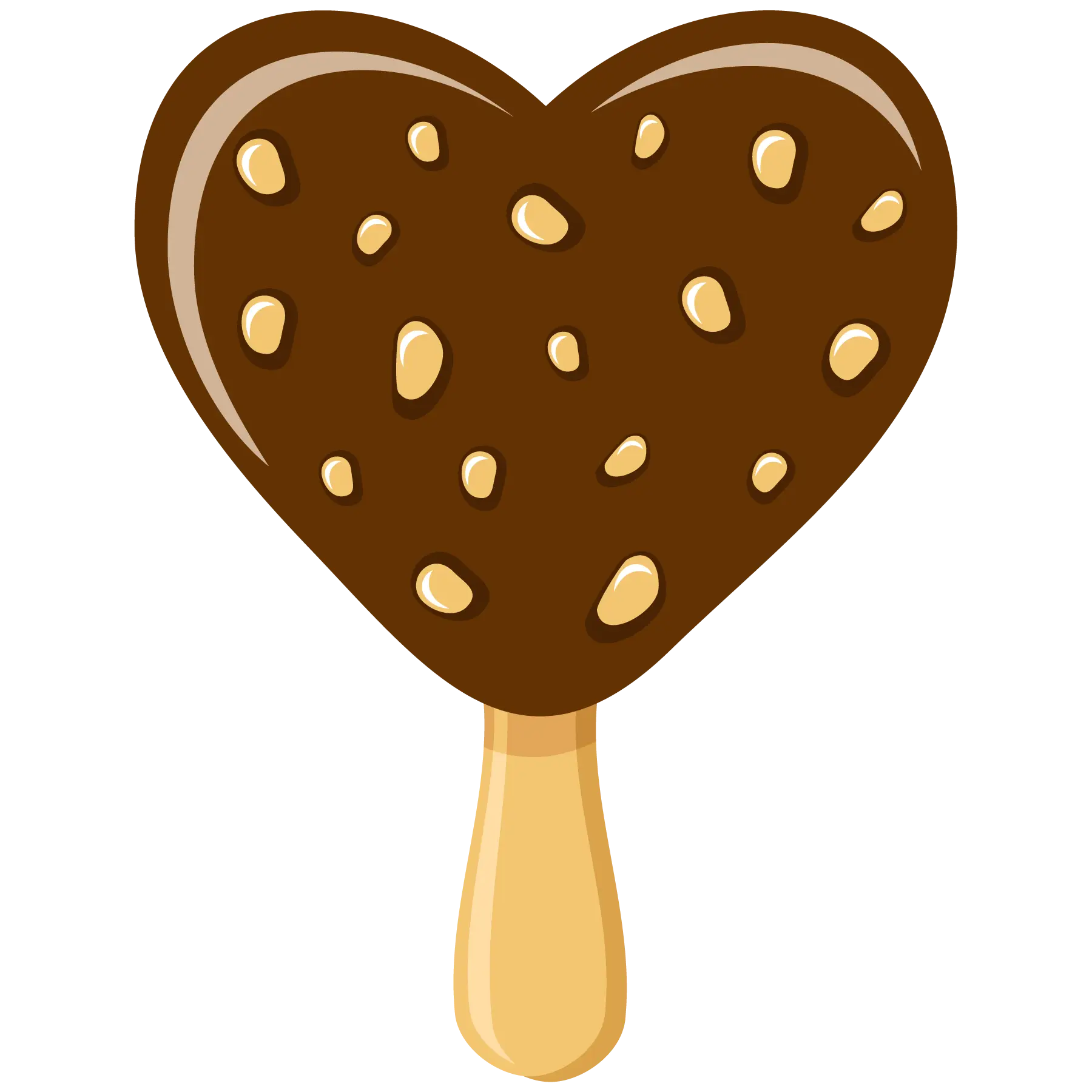 Heart-shaped Ice Cream with Chocolate and Nuts