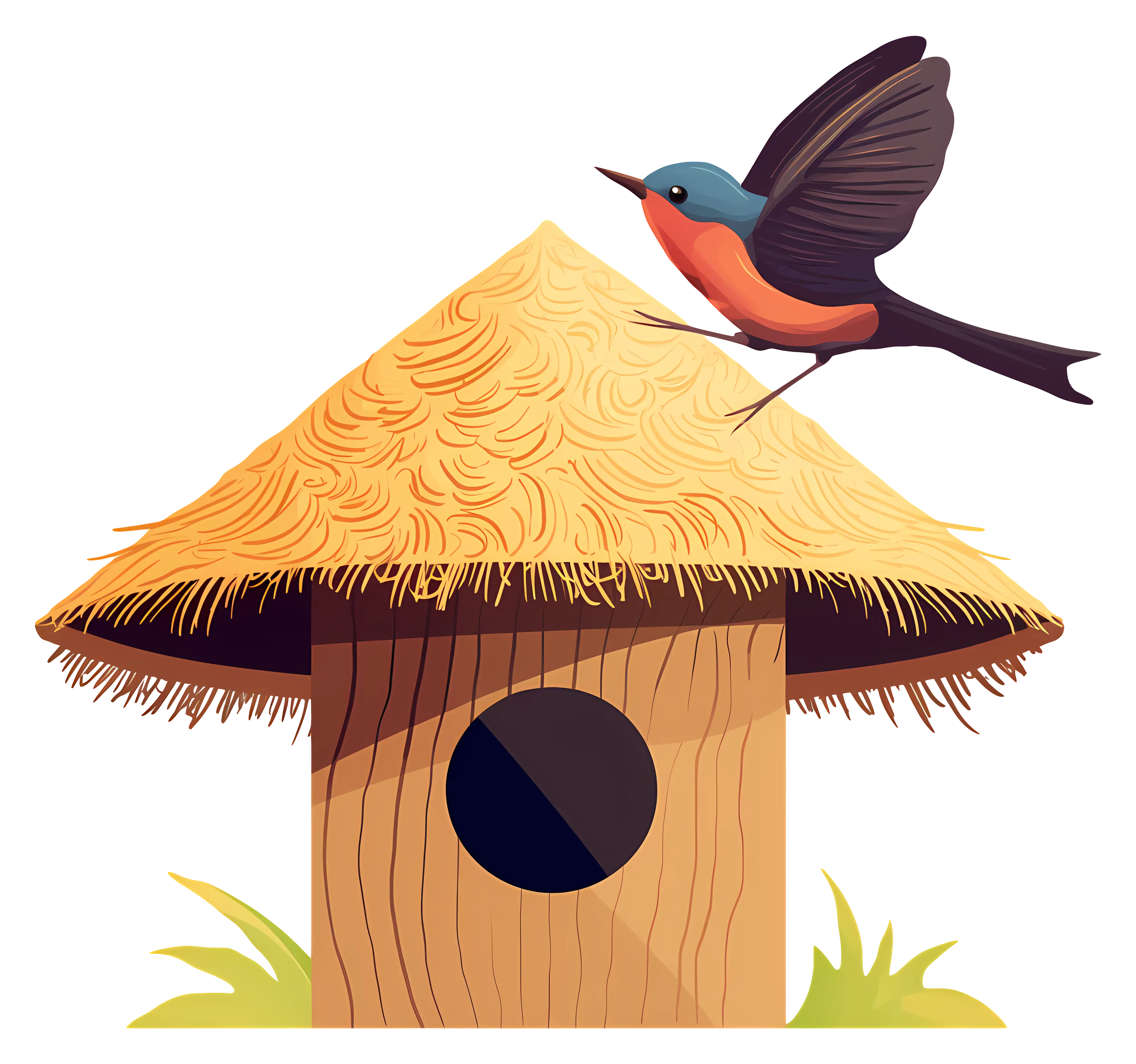 Birdhouse with Bird Illustration