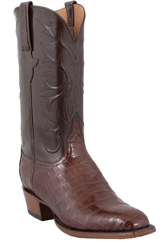 Brown Leather Cowboy Boot with Western Design