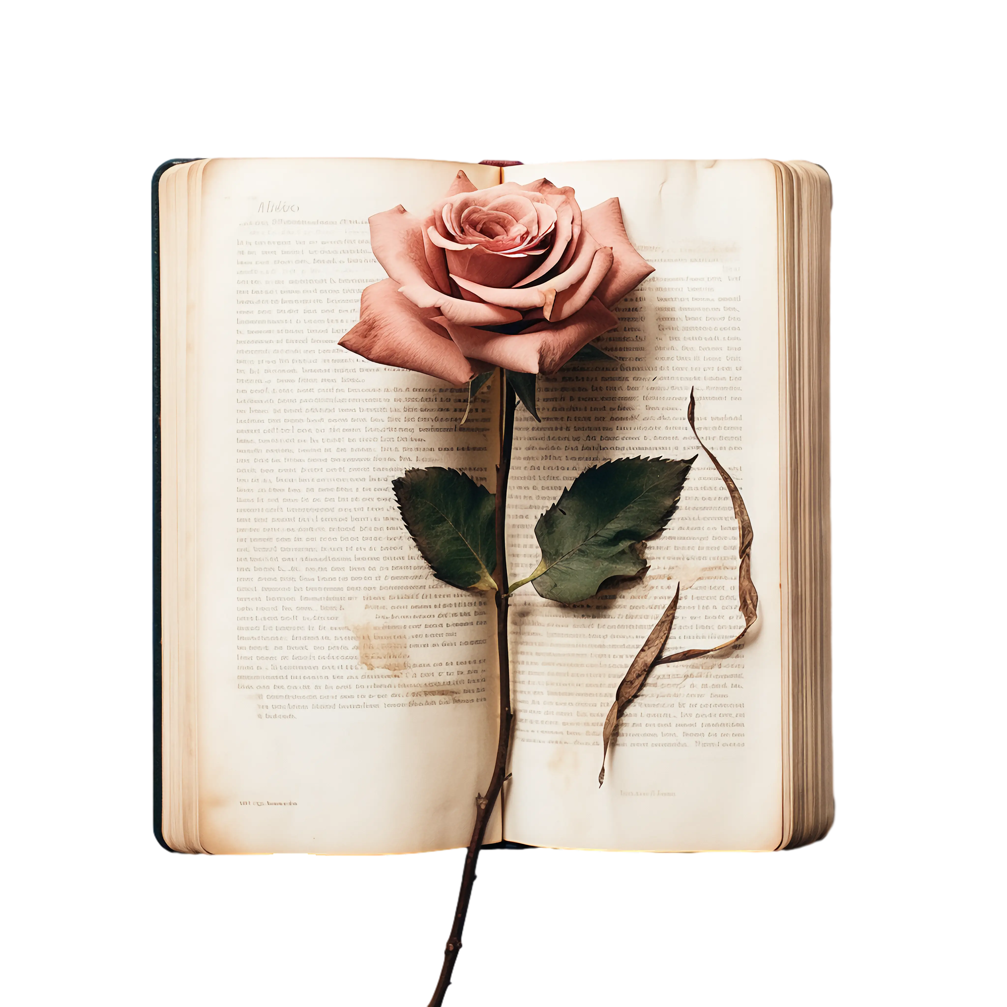 Open Book with a Single Rose