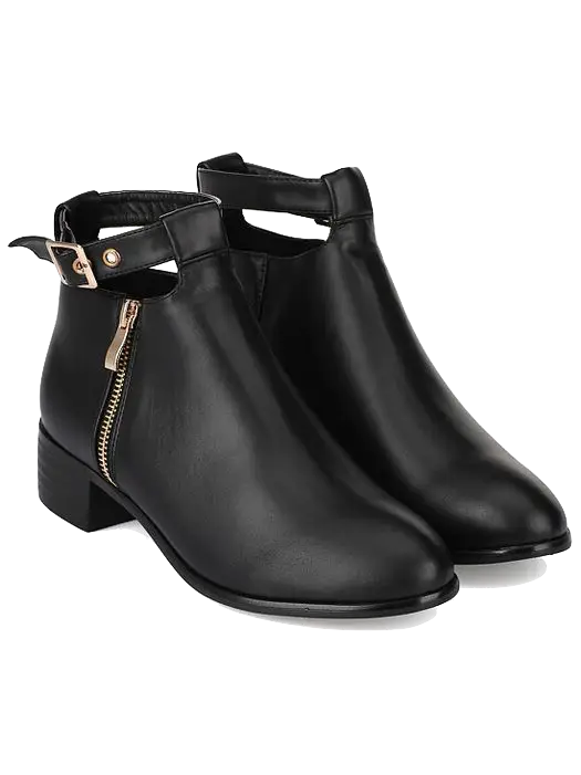 Black Leather Ankle Boots