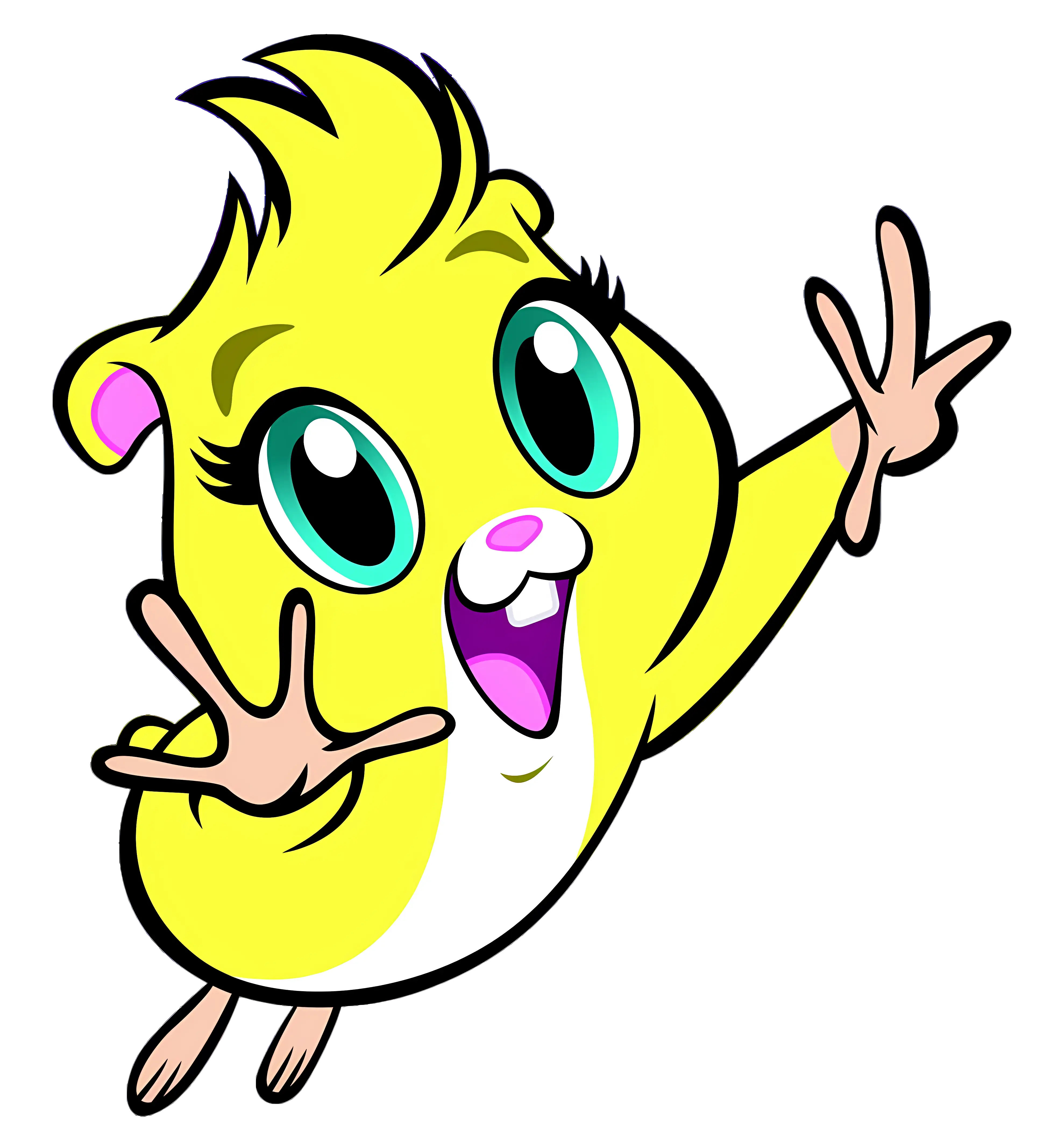 Excited Yellow Hamster Jumping Cartoon