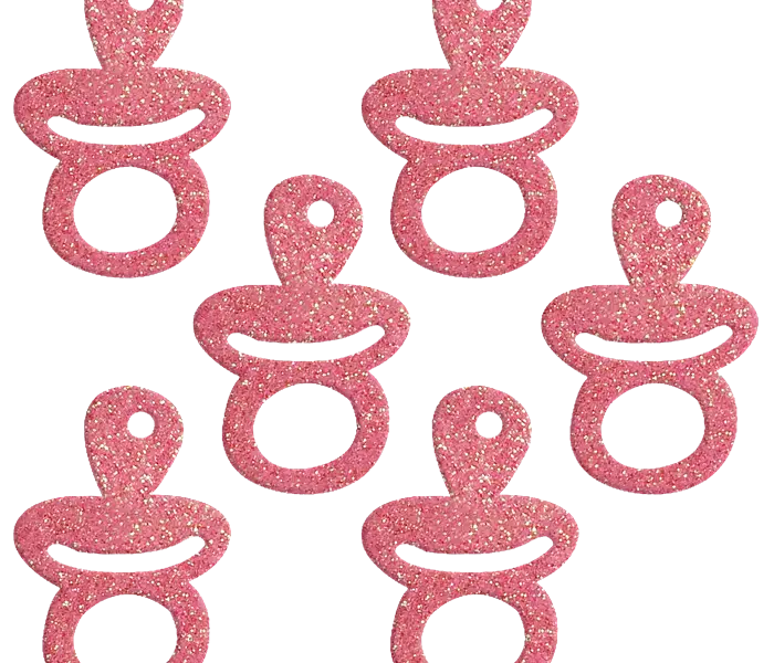 Pink Glitter Pacifier Decorations for Baby Shower
