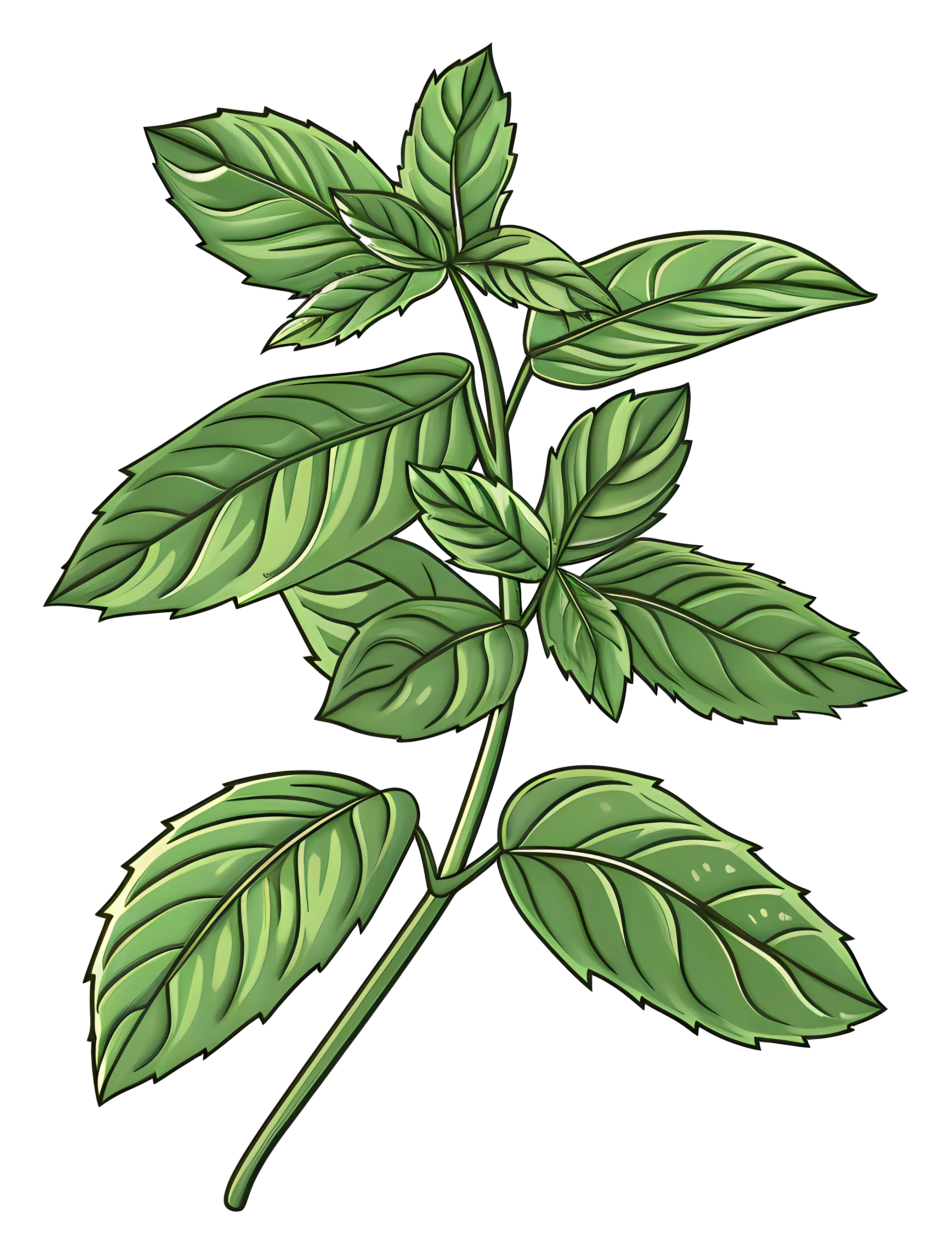 Detailed Basil Leaves Illustration