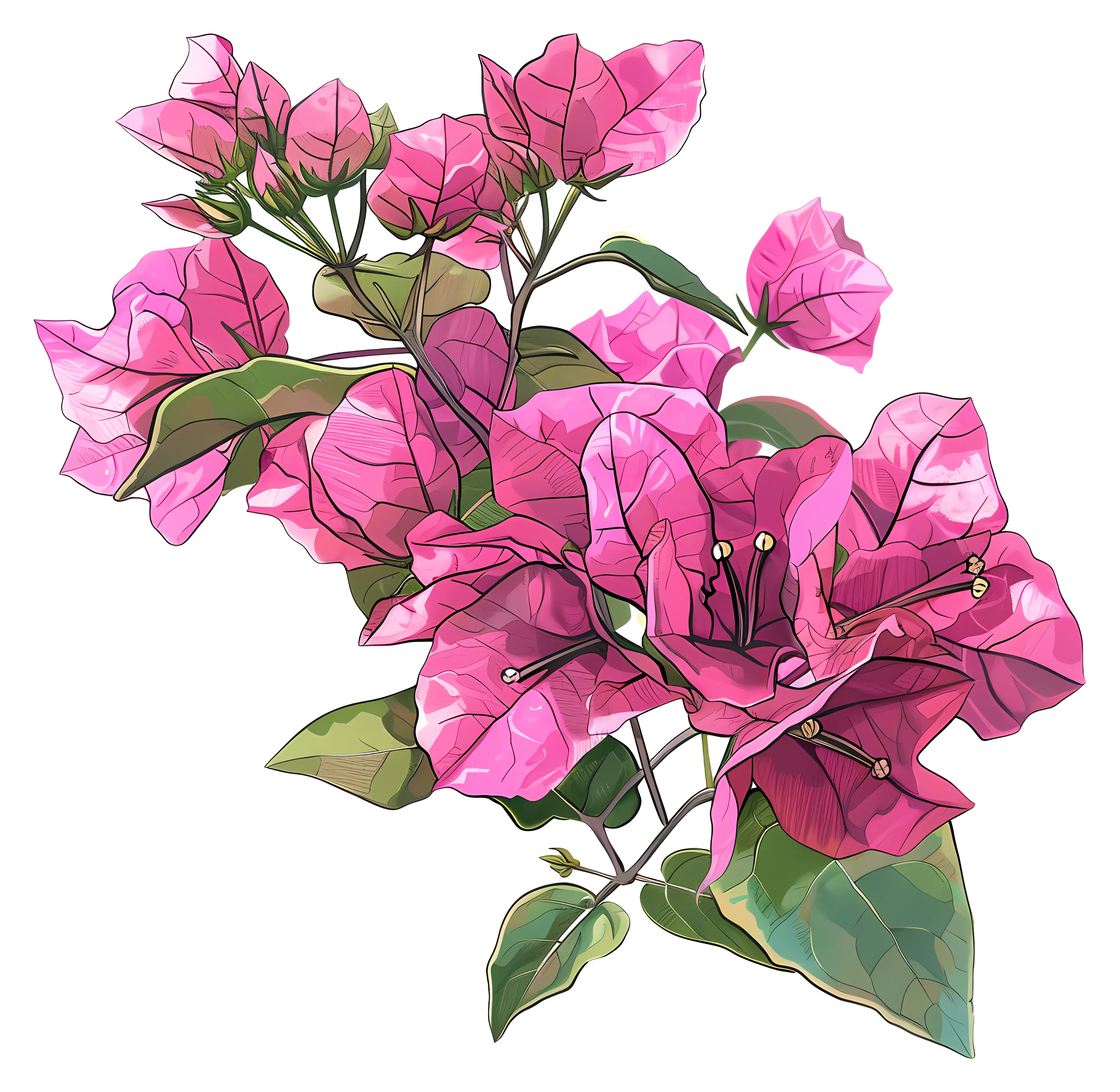 Pink Bougainvillea Flowers Illustration