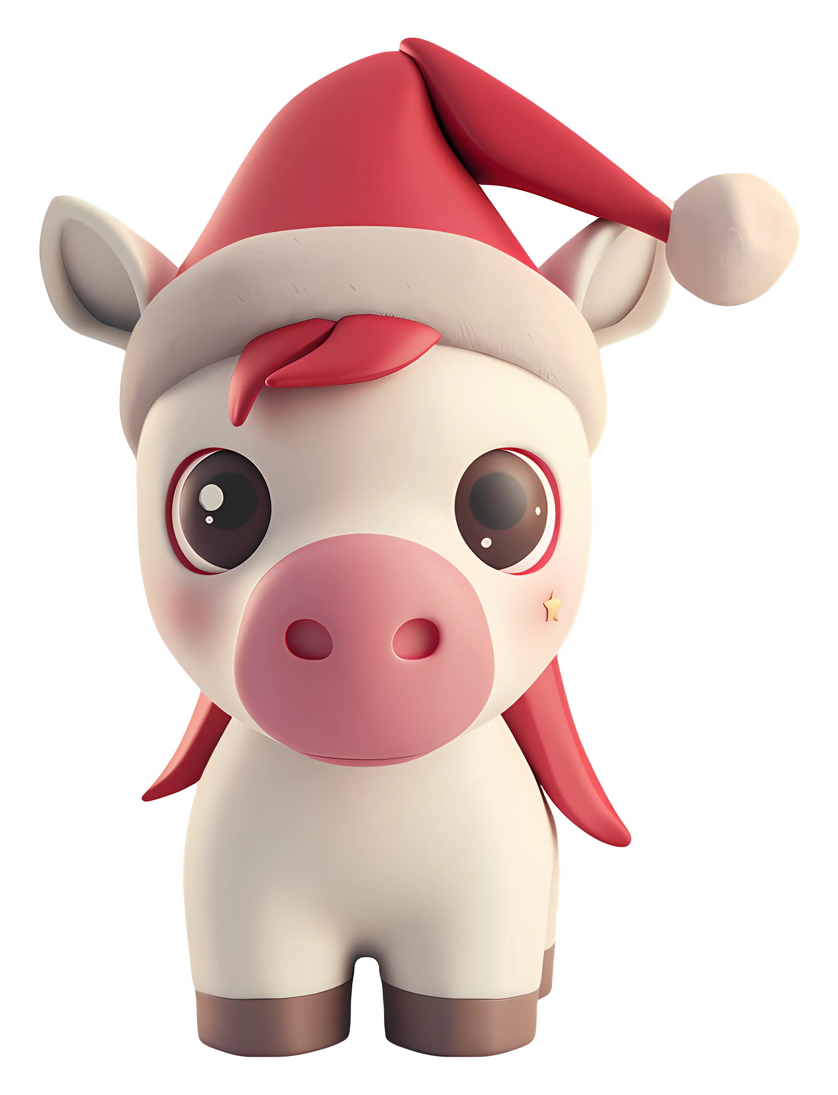 Cute Cow with Santa Hat
