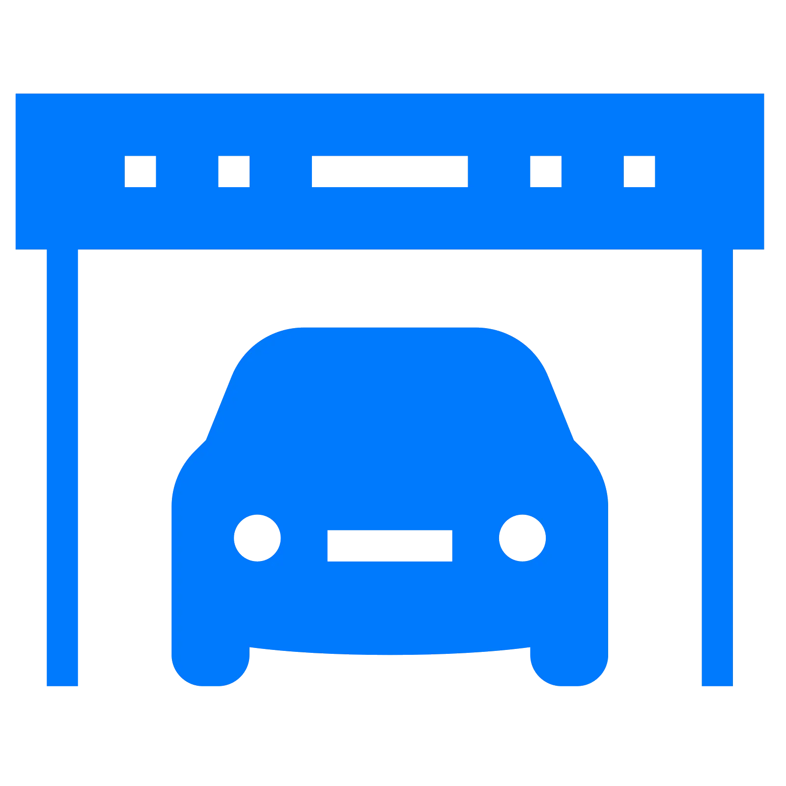 Blue Garage with Car
