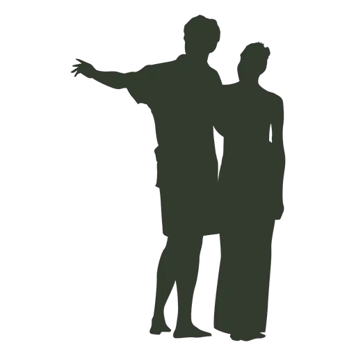 Silhouette Illustration of Two People Standing