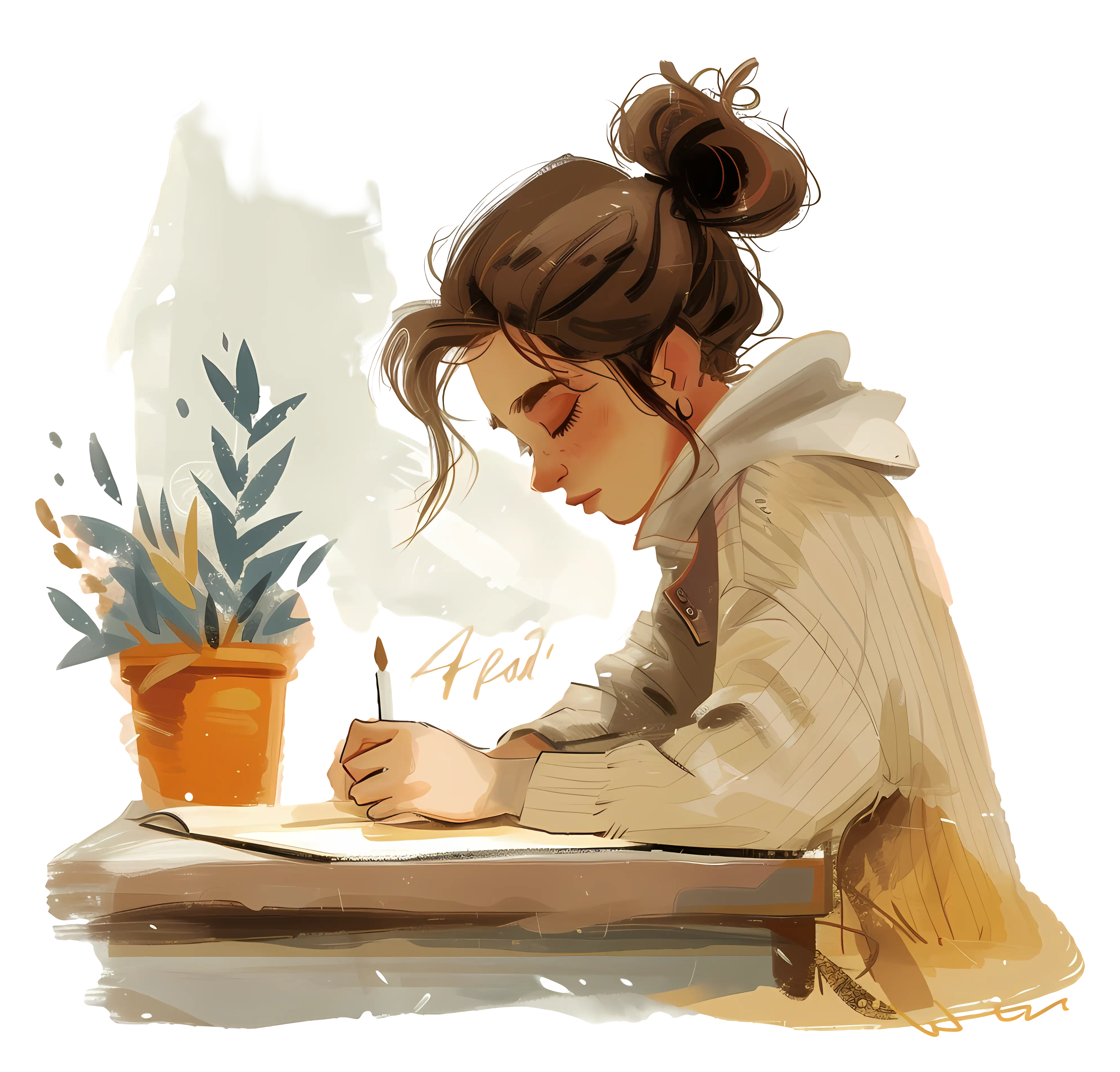 Woman Writing at Desk