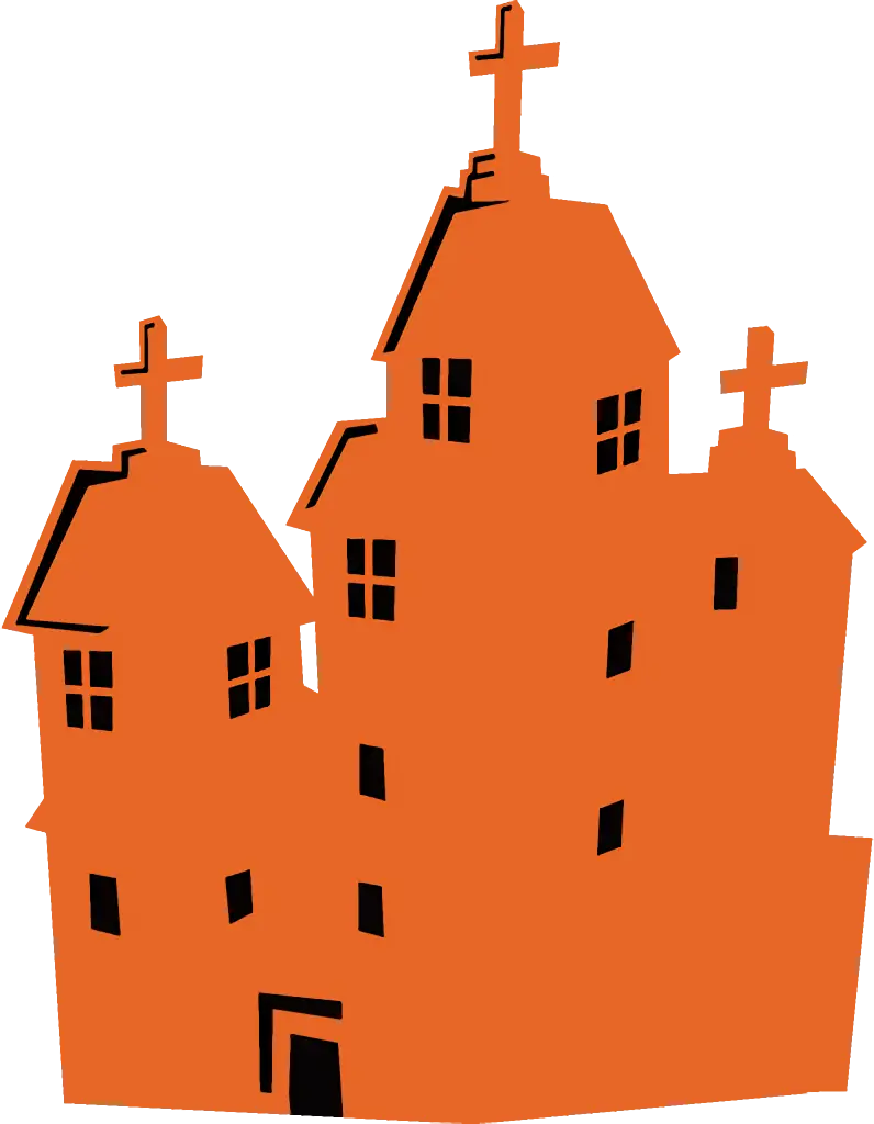 Orange Church Silhouette Illustration