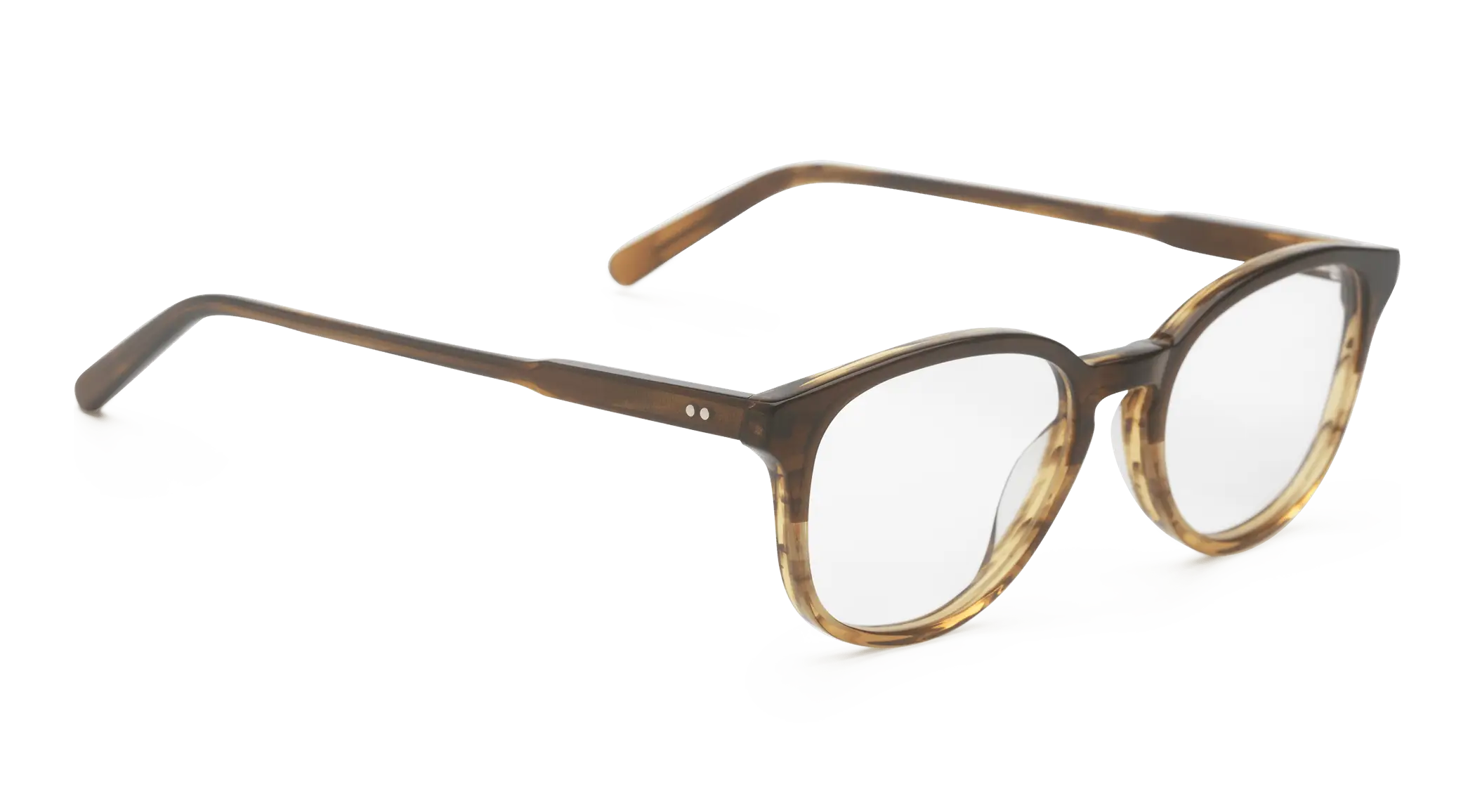 Brown Rounded Eyeglasses with Transparent Lenses