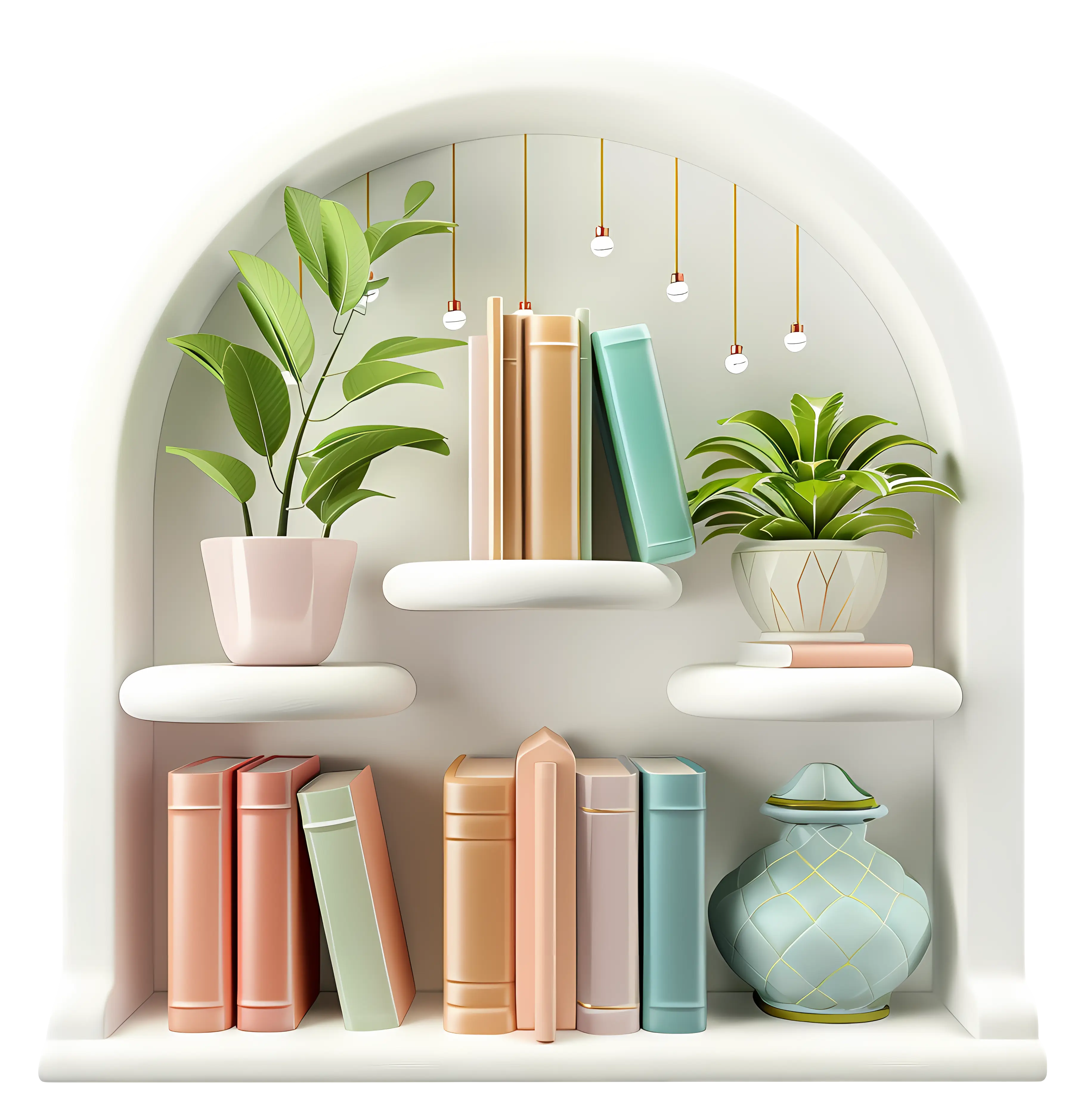 Decorative Bookshelf with Plants