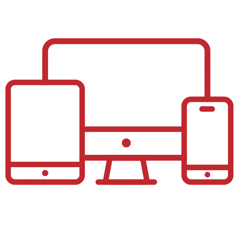 Red Outline of Digital Devices Illustration