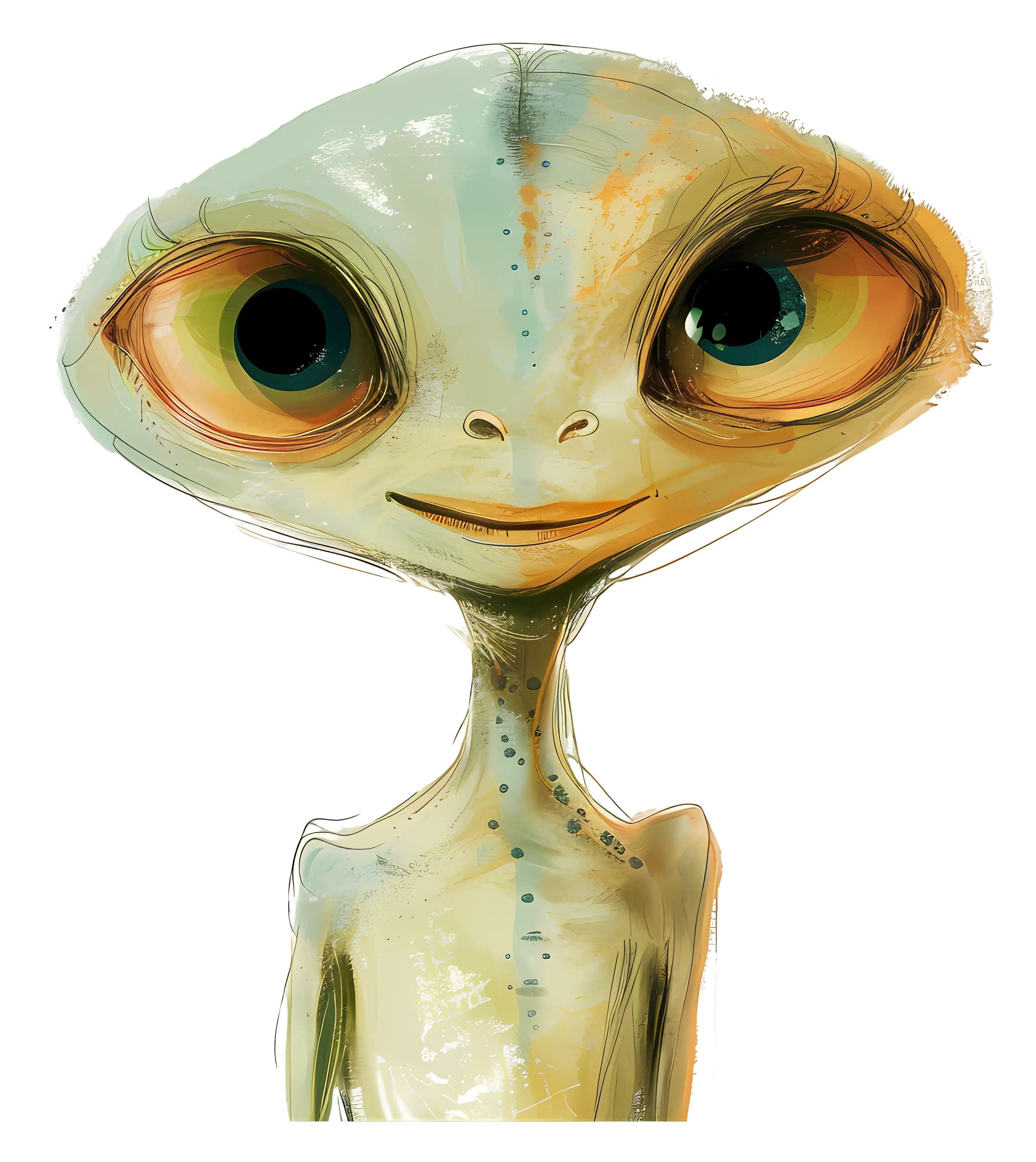 Alien Character with Big Eyes Illustration