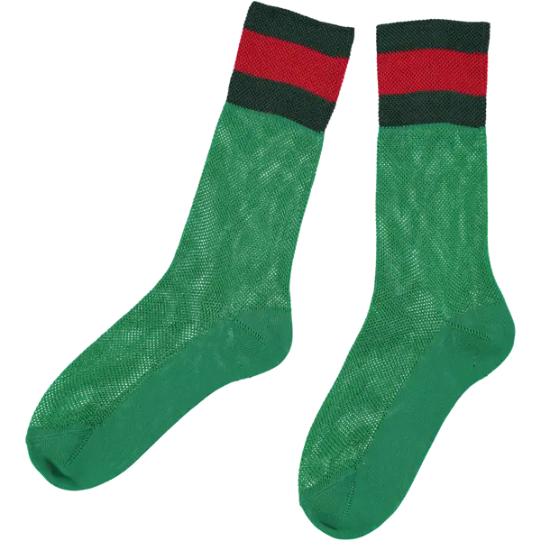 Green Socks with Red and Black Stripes