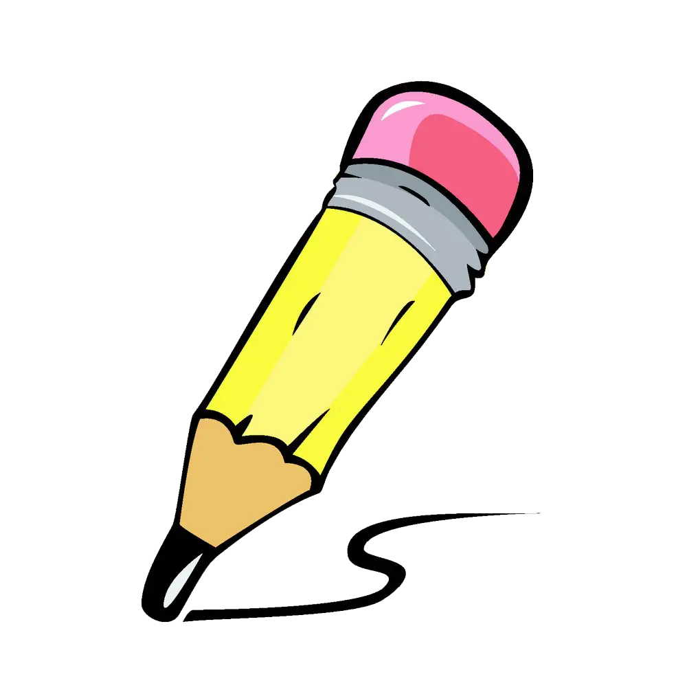 Cartoon Yellow Pencil in Sketching Motion