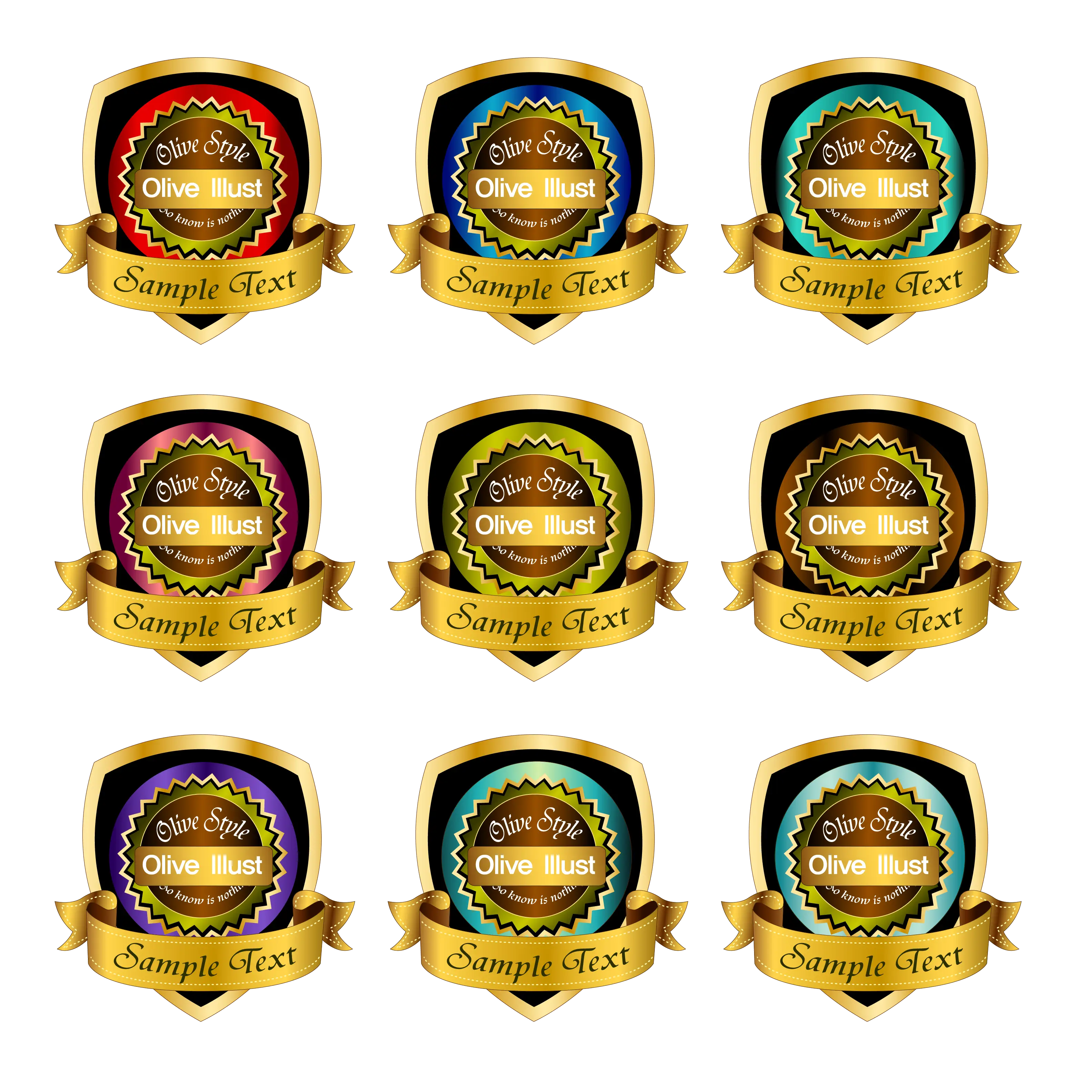 Colorful Award Badges with Ribbons
