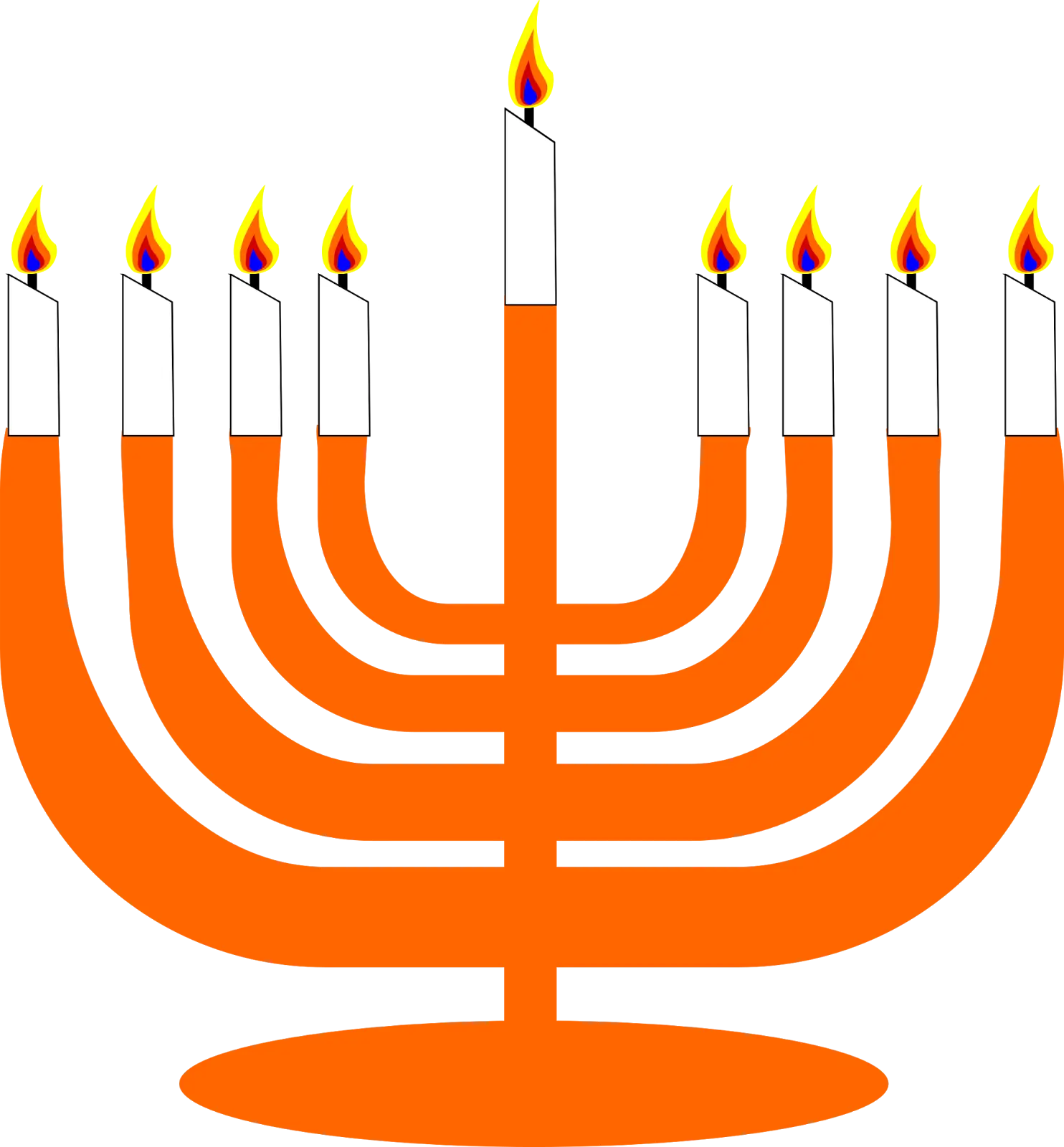 Hanukkah Menorah with Lit Candles