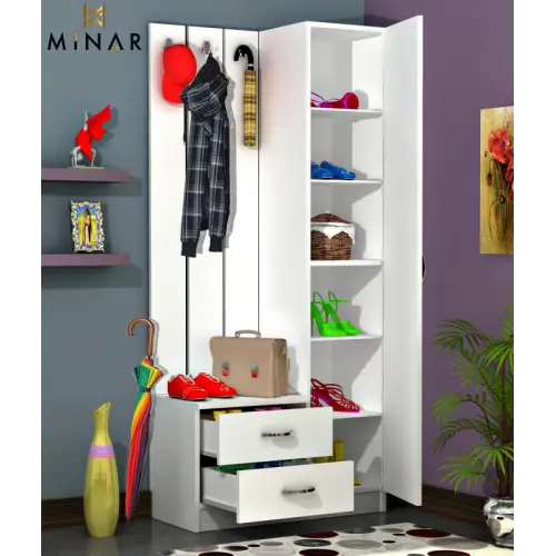White Wardrobe with Shelves and Drawers