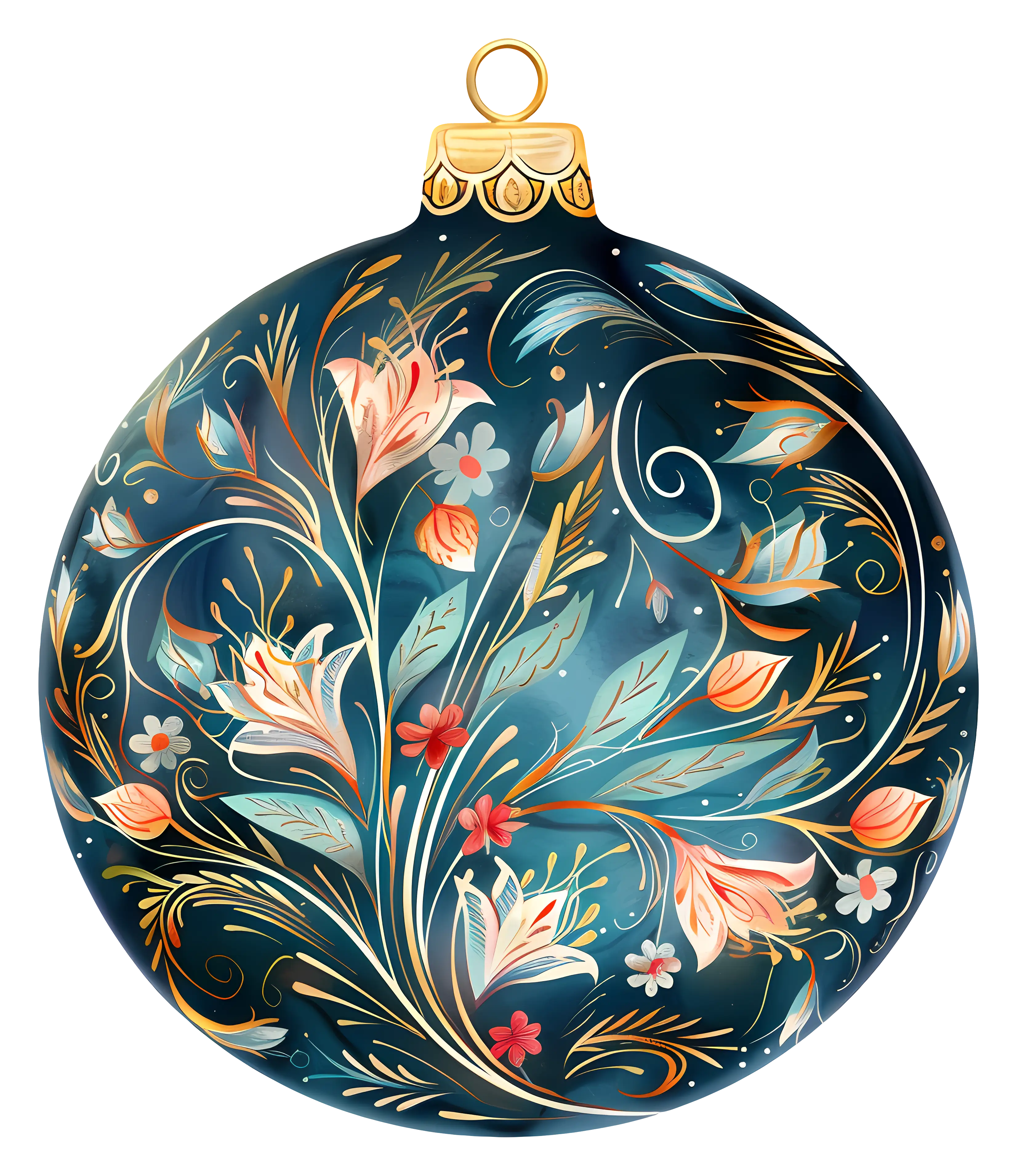 Ornate Christmas Ornament with Floral Design