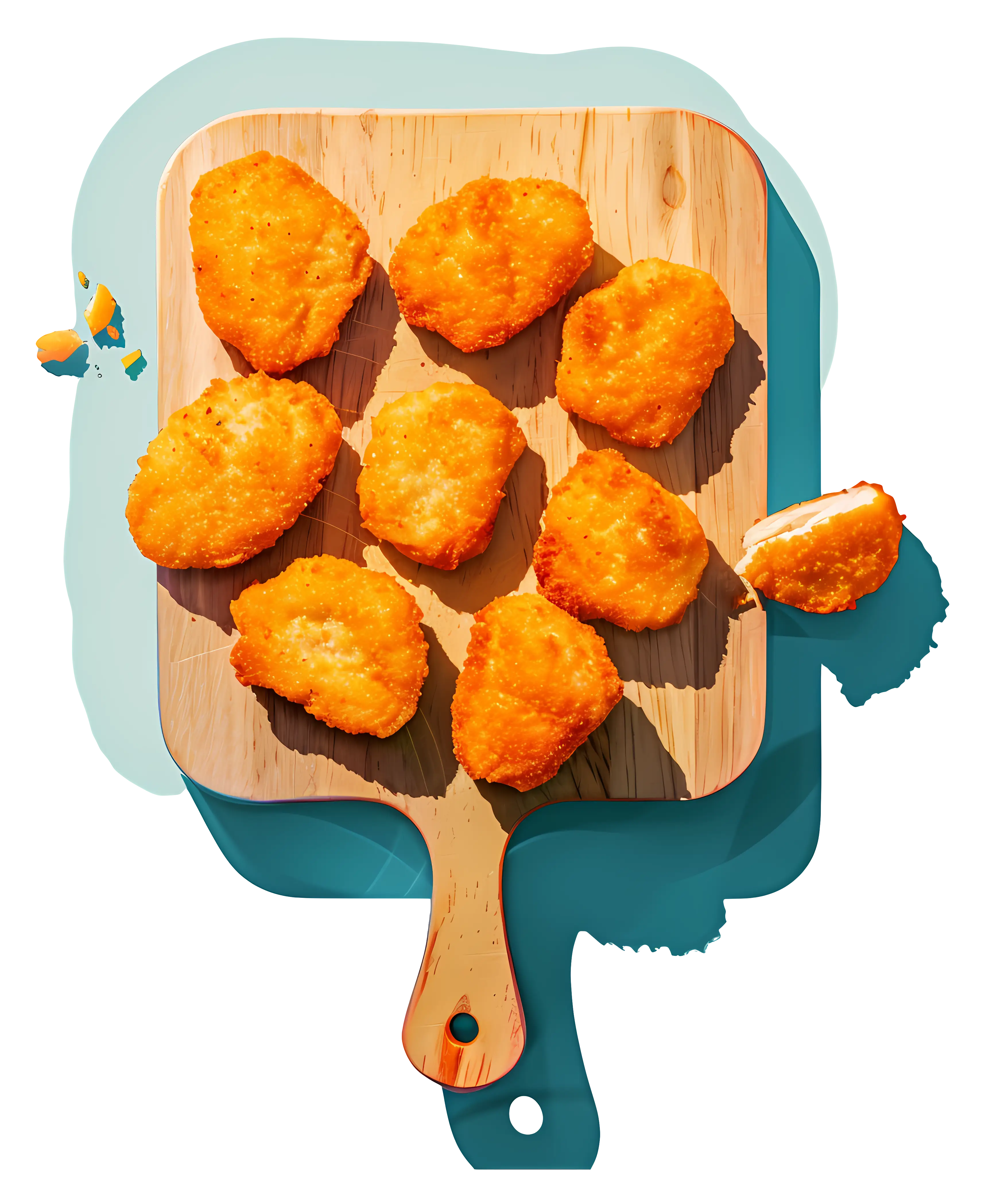 Crispy Nuggets Served on Wooden Plate