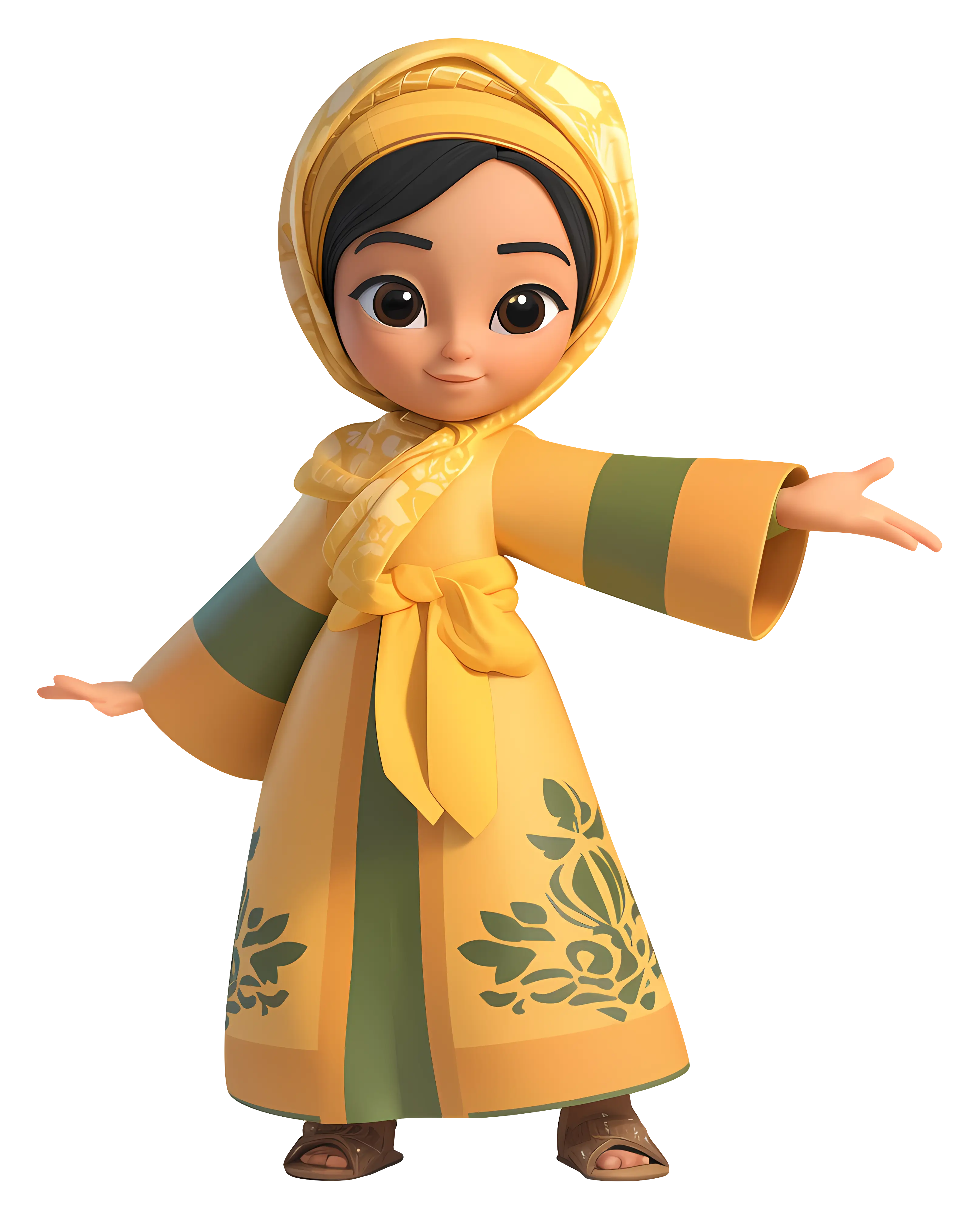 Friendly Animated Character in Yellow Robe