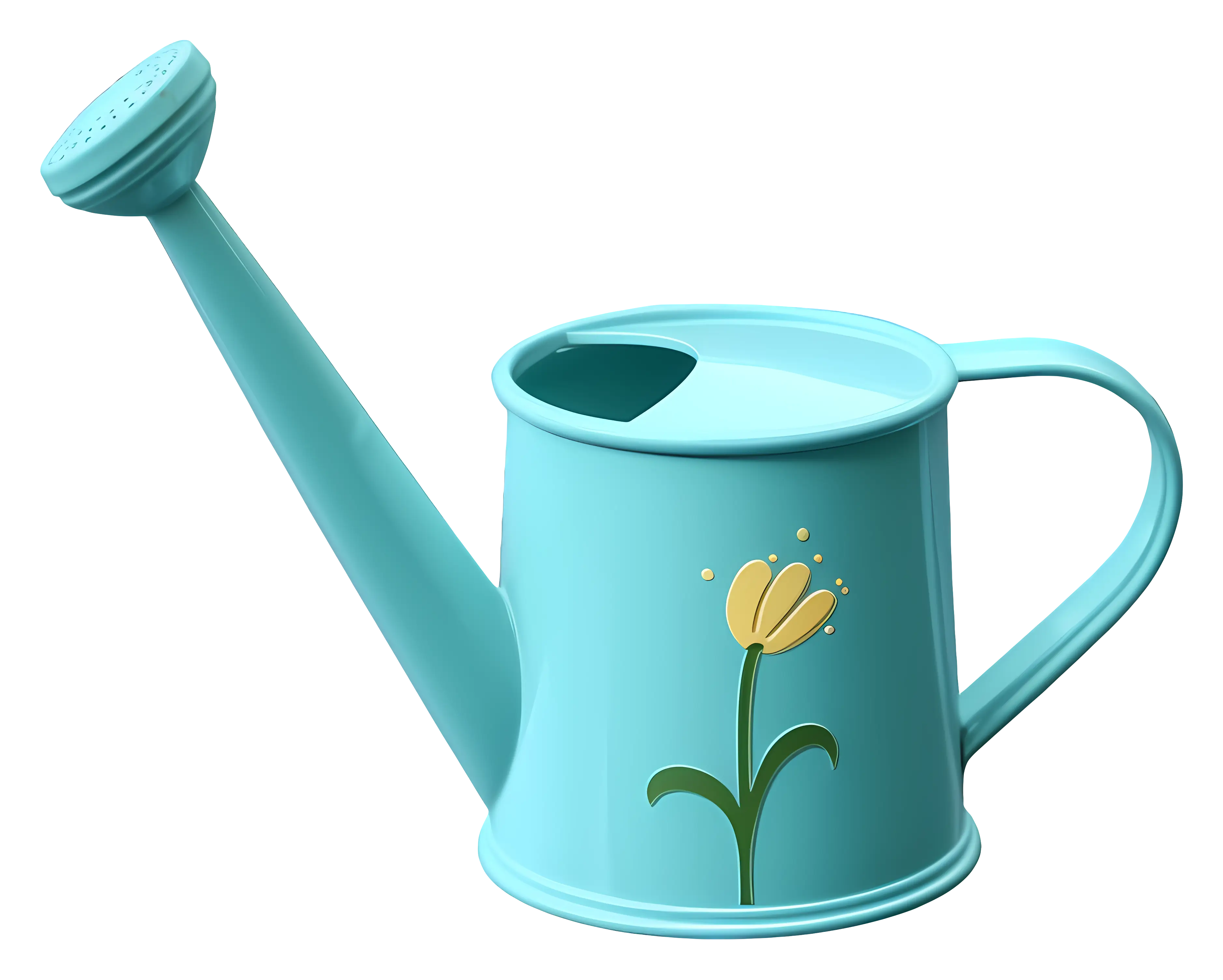 Light Blue Watering Can with Yellow Flower