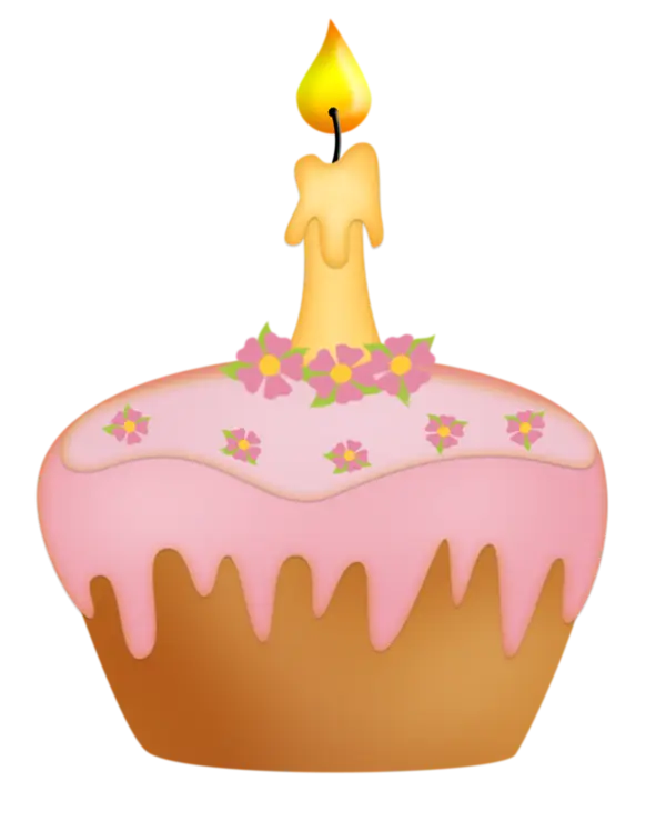 Birthday Cupcake With Lit Candle