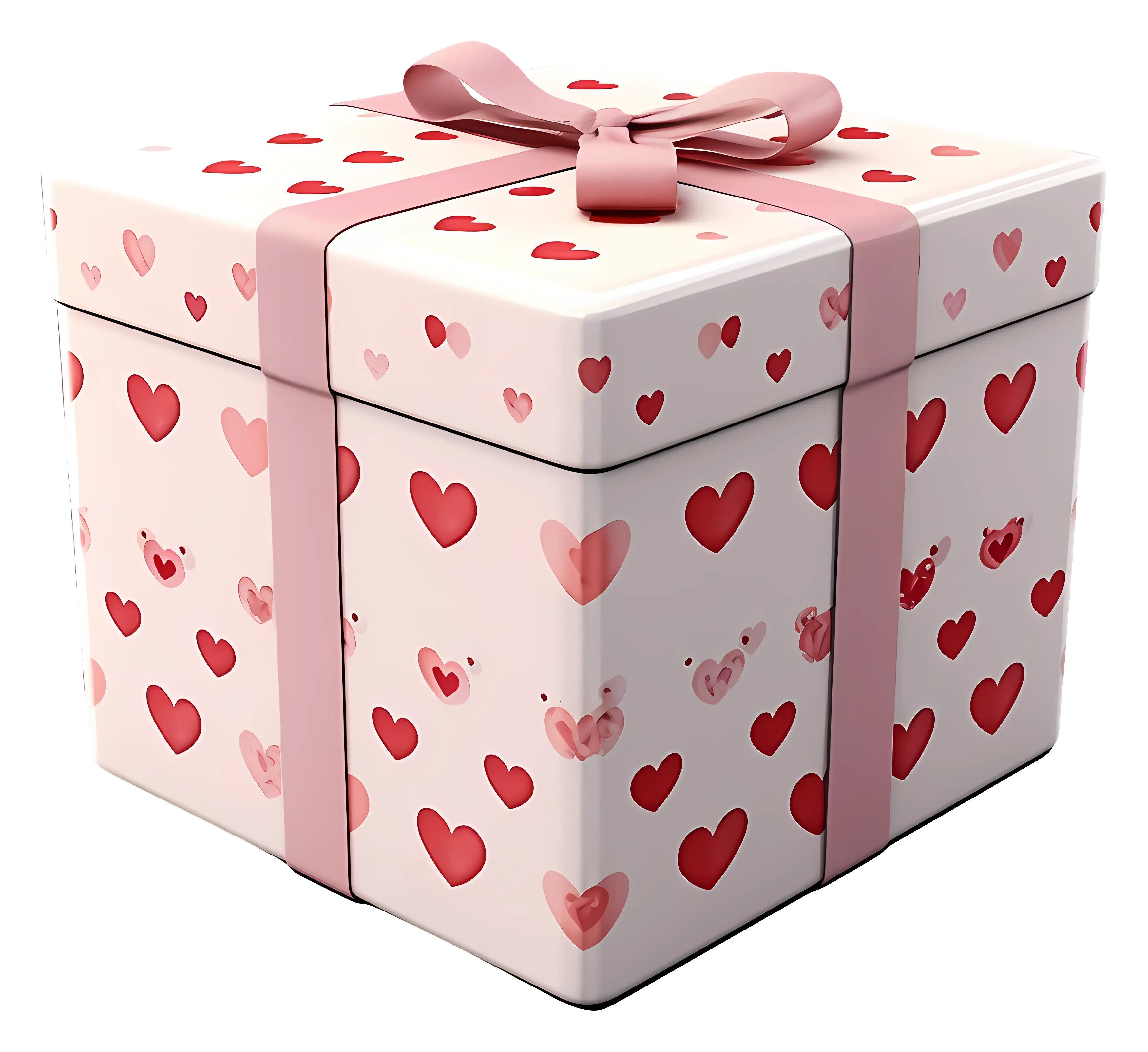 Pink Gift Box with Heart Decorations