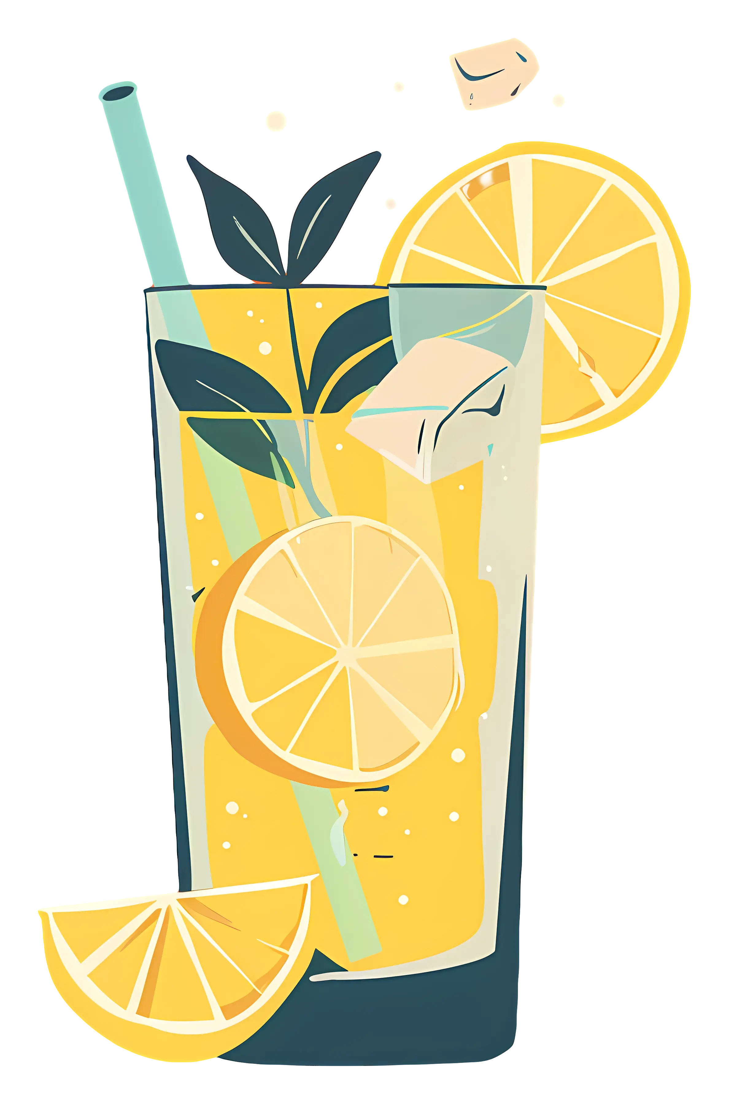 Refreshing Lemonade with Lemon Slices and Ice