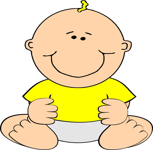 Cartoon Baby Illustration with Yellow Shirt