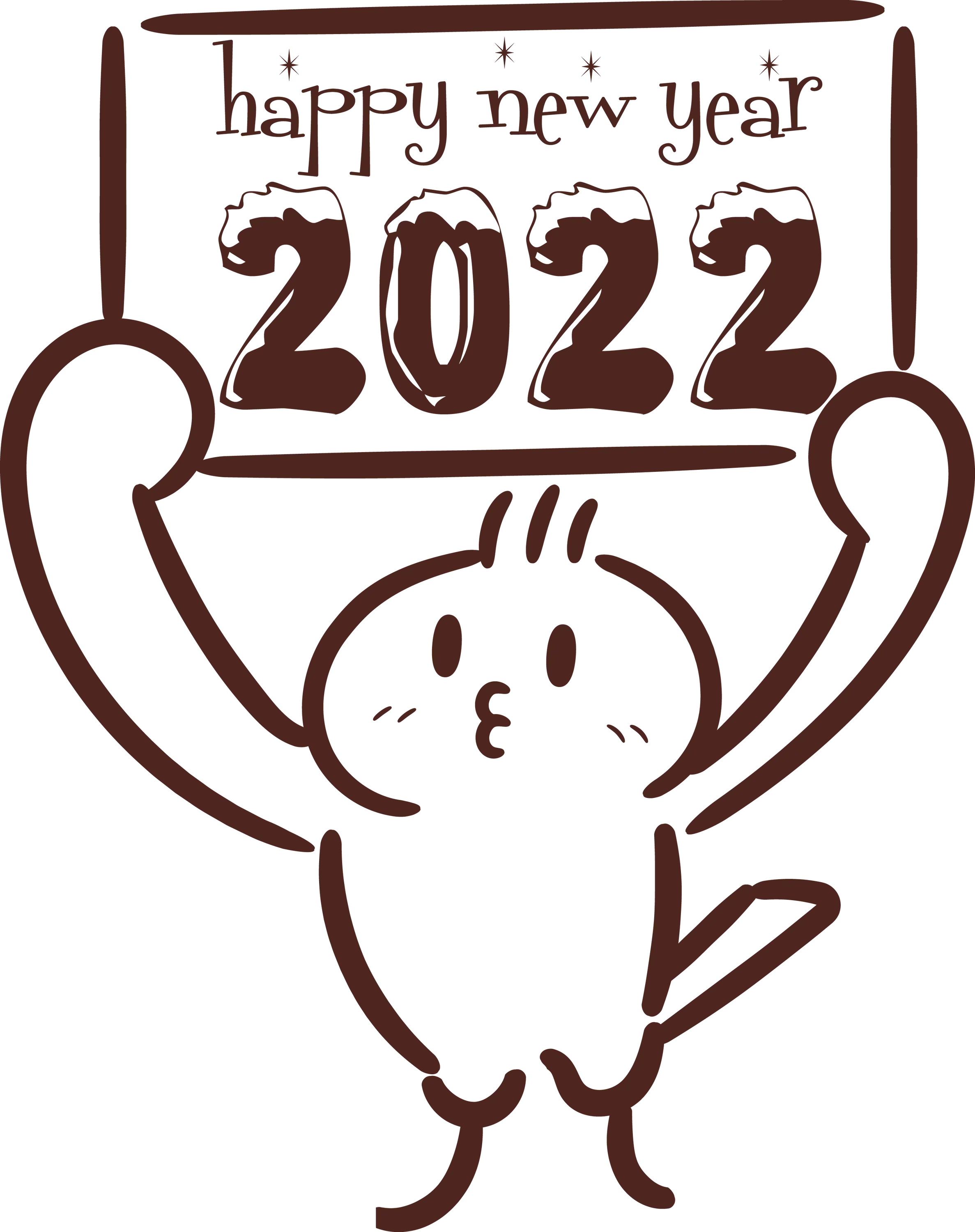 Cartoon Bird Holding Happy New Year 2022 Sign