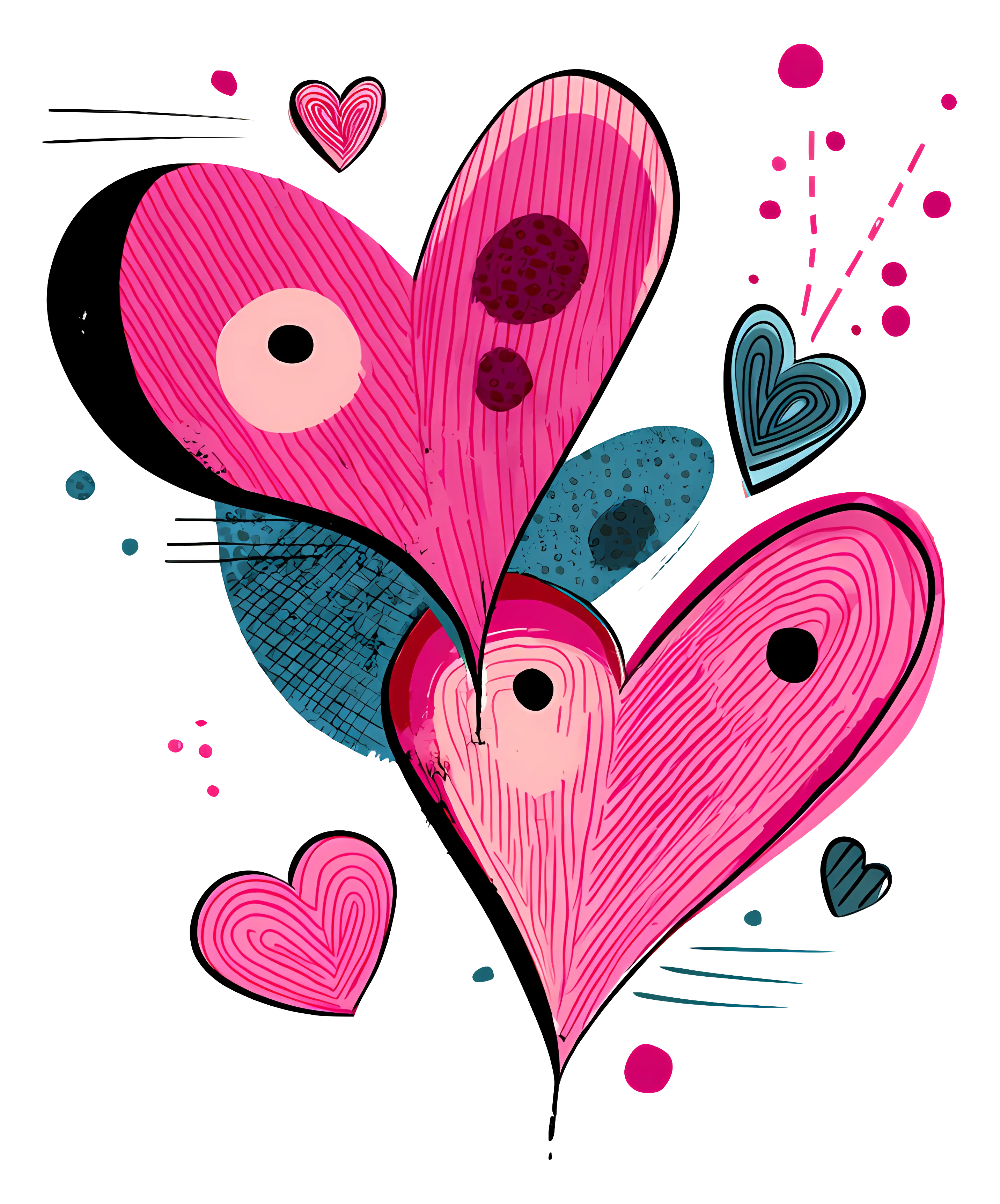 Artistic Pink Hearts Illustration