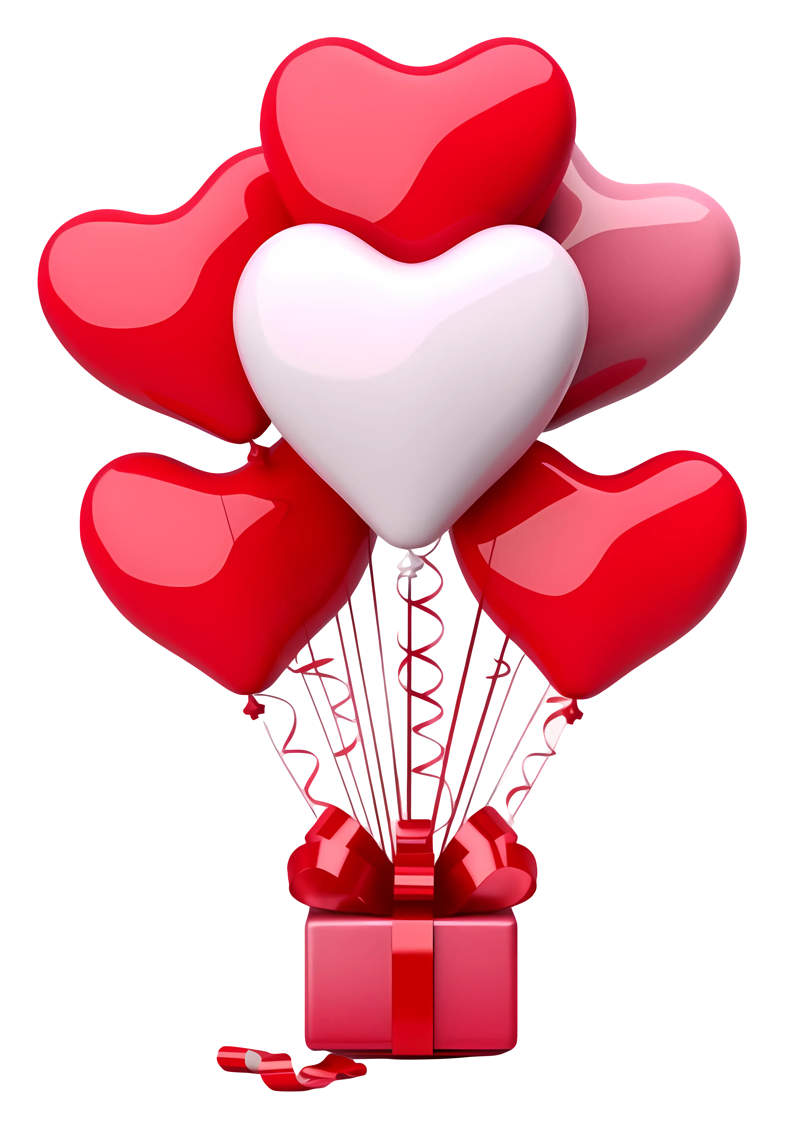 Heart Balloons with Gift Box for Valentine&#039;s Celebration