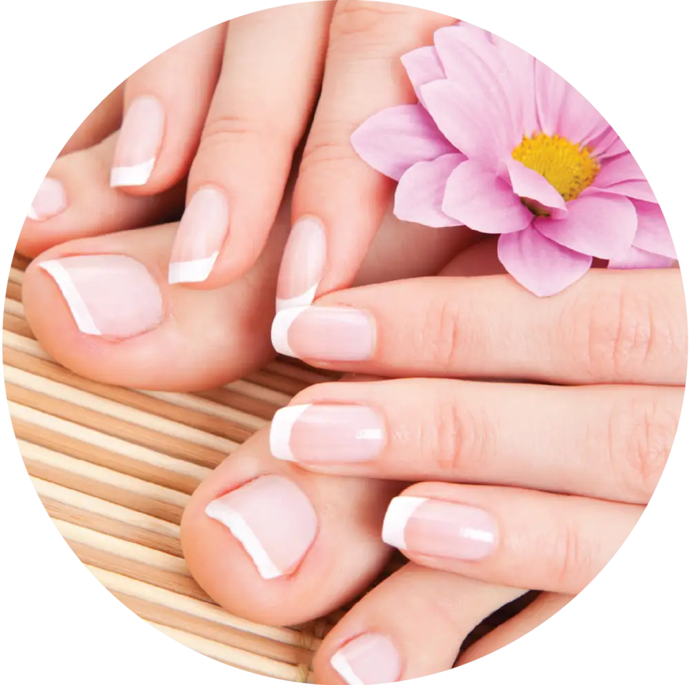 Beautiful manicured nails with flower