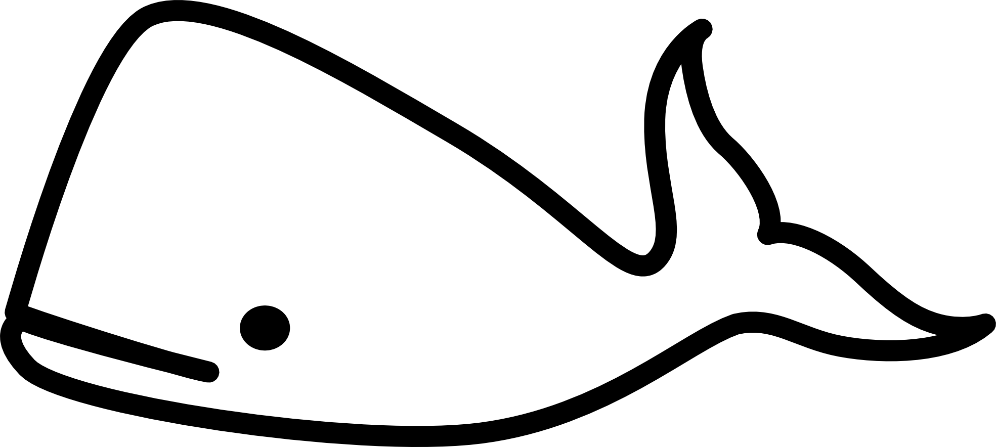 Whale Outline Black and White Drawing