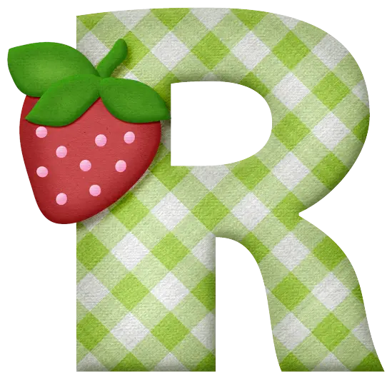 Green Checkered R with Strawberry Decoration