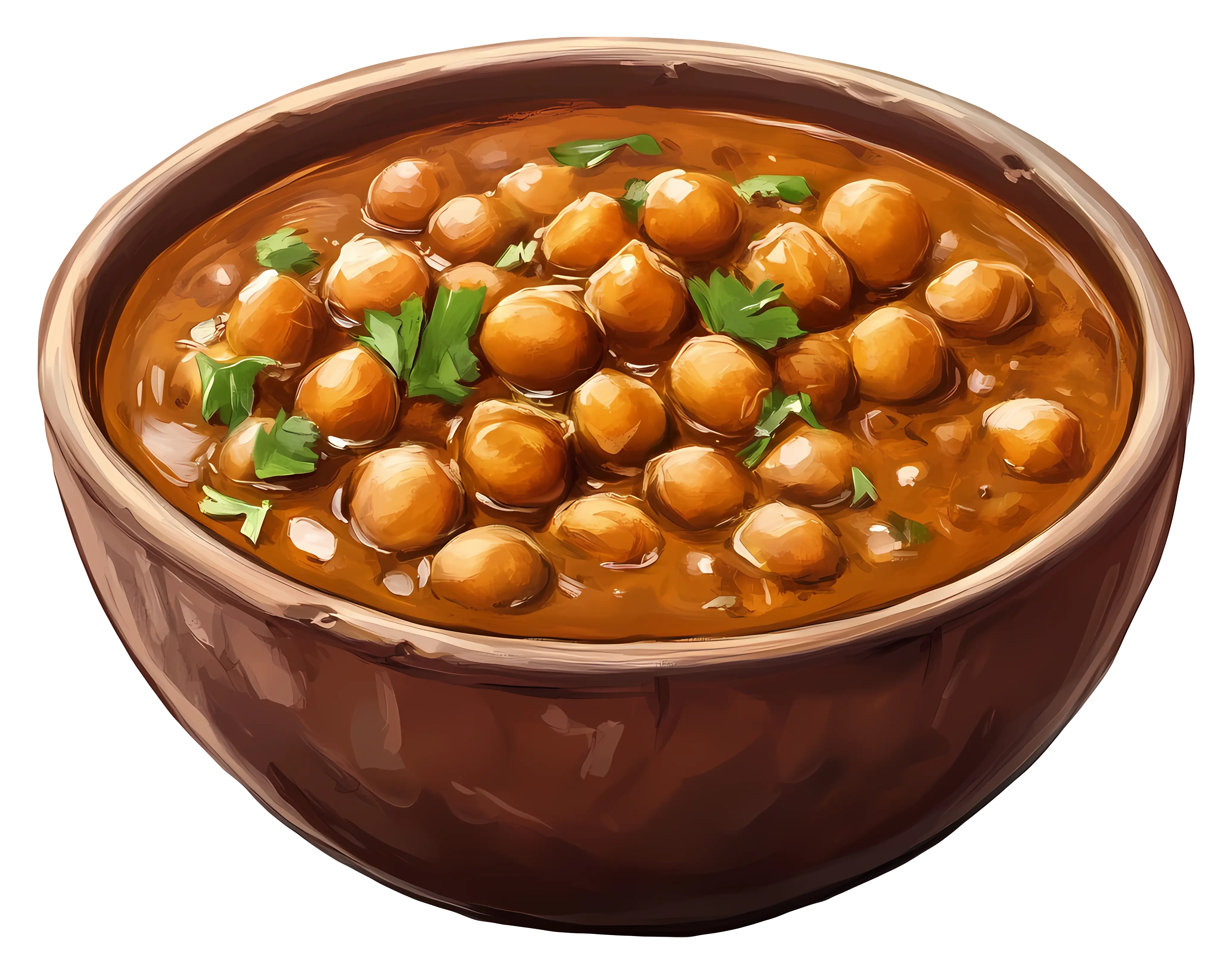 Delicious Chickpea Curry in a Brown Bowl